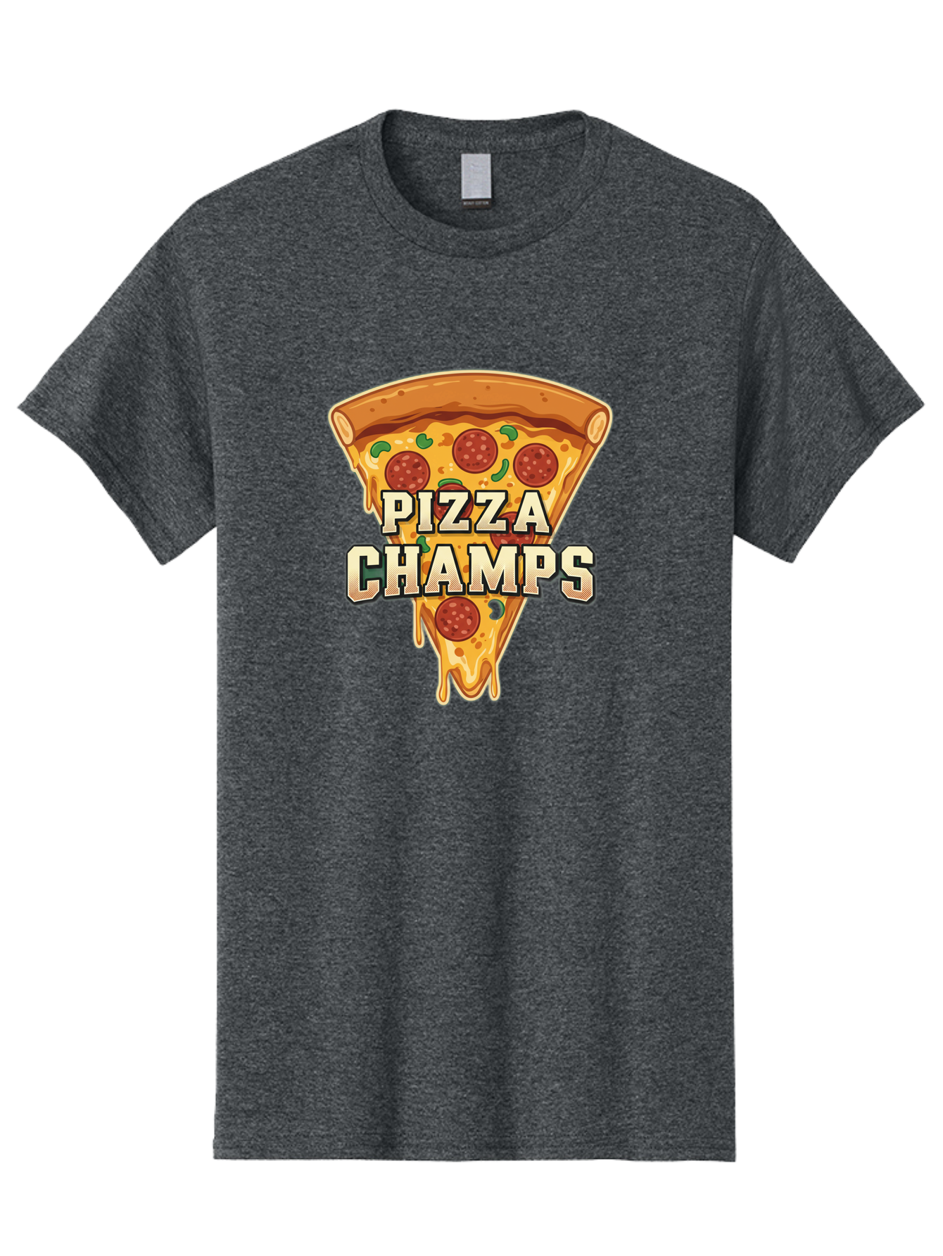 Pizza-Champs Men'S Graphic Tee, 100% Cotton, Comfortable Casual Summer Wear, Machine Washable, Pepperoni Pizza Slice, Cheese Stretch, Pizza Toppings, Italian Food, Pizza Champions, Gaming Logo, Cartoon Style, Appetizing Pizza, Cheesy Pizza, Bac261 9