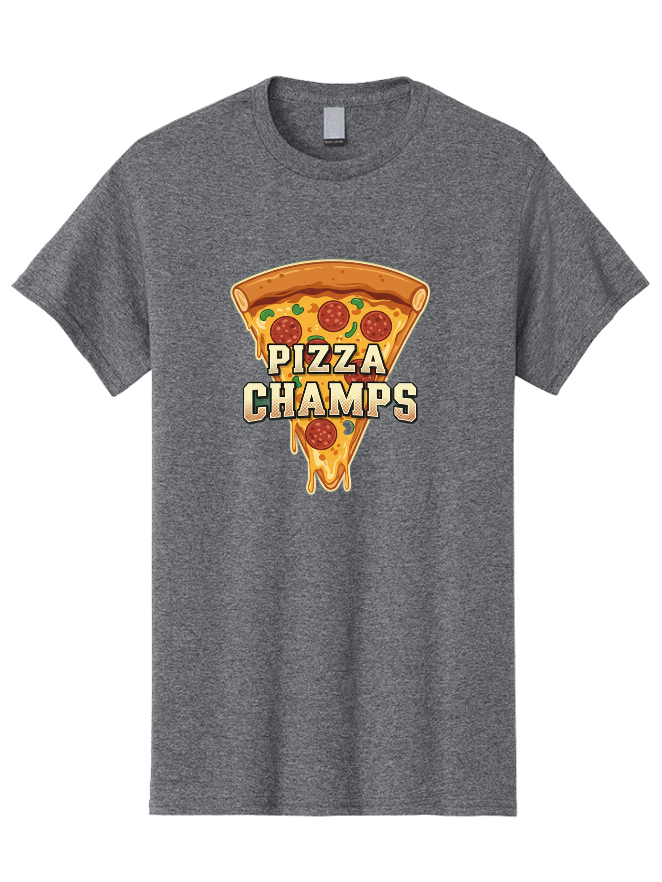 Pizza-Champs Men'S Graphic Tee, 100% Cotton, Comfortable Casual Summer Wear, Machine Washable, Pepperoni Pizza Slice, Cheese Stretch, Pizza Toppings, Italian Food, Pizza Champions, Gaming Logo, Cartoon Style, Appetizing Pizza, Cheesy Pizza, Bac261 7