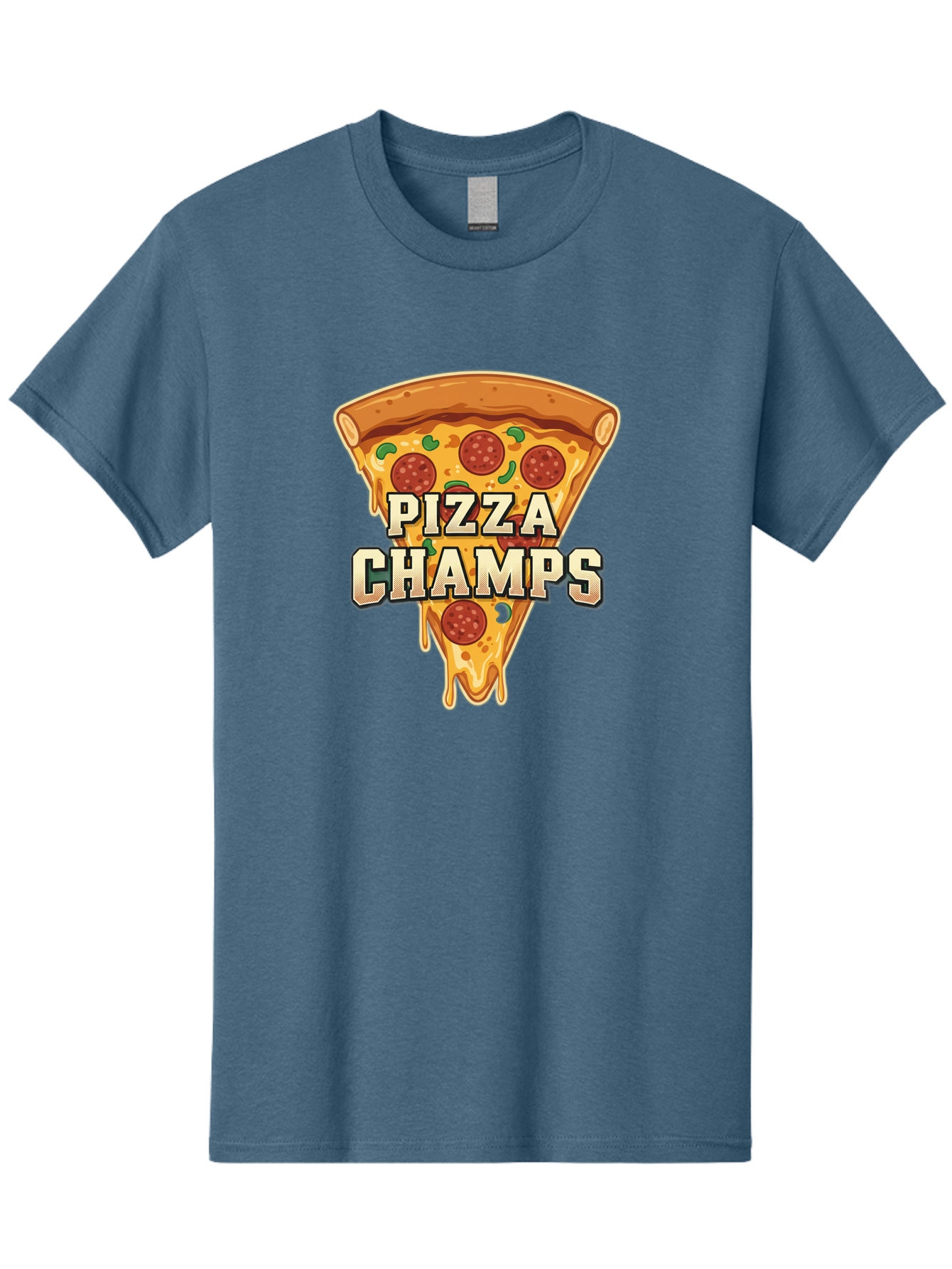 Pizza-Champs Men'S Graphic Tee, 100% Cotton, Comfortable Casual Summer Wear, Machine Washable, Pepperoni Pizza Slice, Cheese Stretch, Pizza Toppings, Italian Food, Pizza Champions, Gaming Logo, Cartoon Style, Appetizing Pizza, Cheesy Pizza, Bac261 8