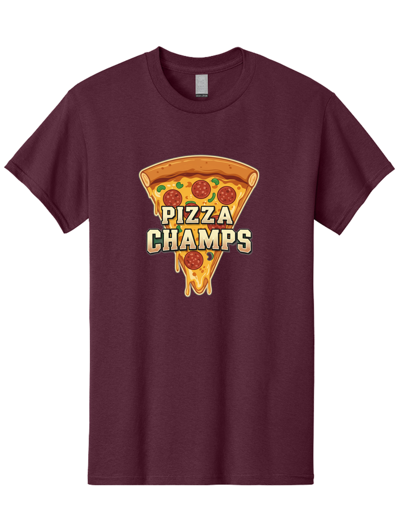 Pizza-Champs Men'S Graphic Tee, 100% Cotton, Comfortable Casual Summer Wear, Machine Washable, Pepperoni Pizza Slice, Cheese Stretch, Pizza Toppings, Italian Food, Pizza Champions, Gaming Logo, Cartoon Style, Appetizing Pizza, Cheesy Pizza, Bac261 10