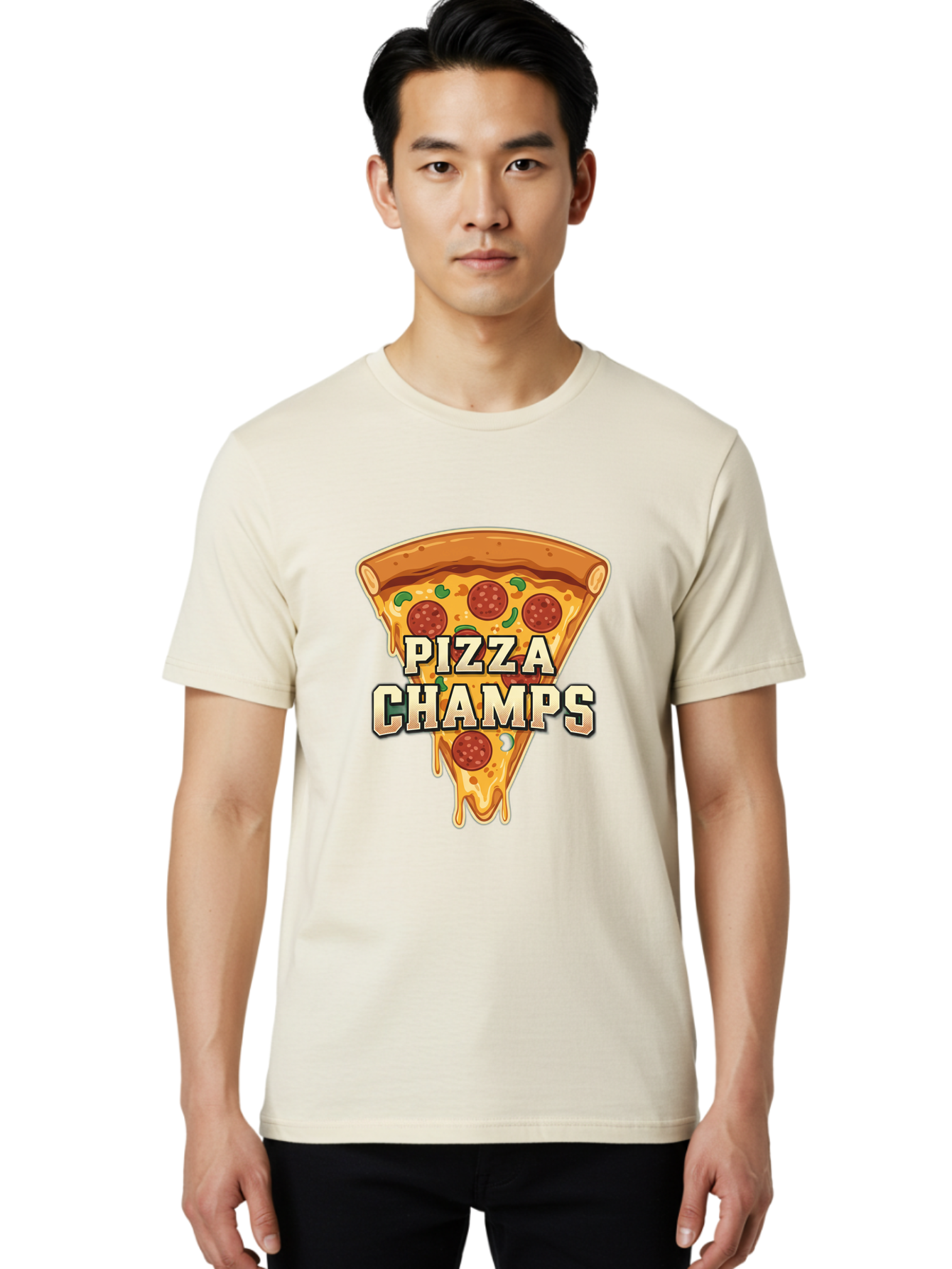 Pizza-Champs Men'S Graphic Tee, 100% Cotton, Comfortable Casual Summer Wear, Machine Washable, Pepperoni Pizza Slice, Cheese Stretch, Pizza Toppings, Italian Food, Pizza Champions, Gaming Logo, Cartoon Style, Appetizing Pizza, Cheesy Pizza, Bac261 29