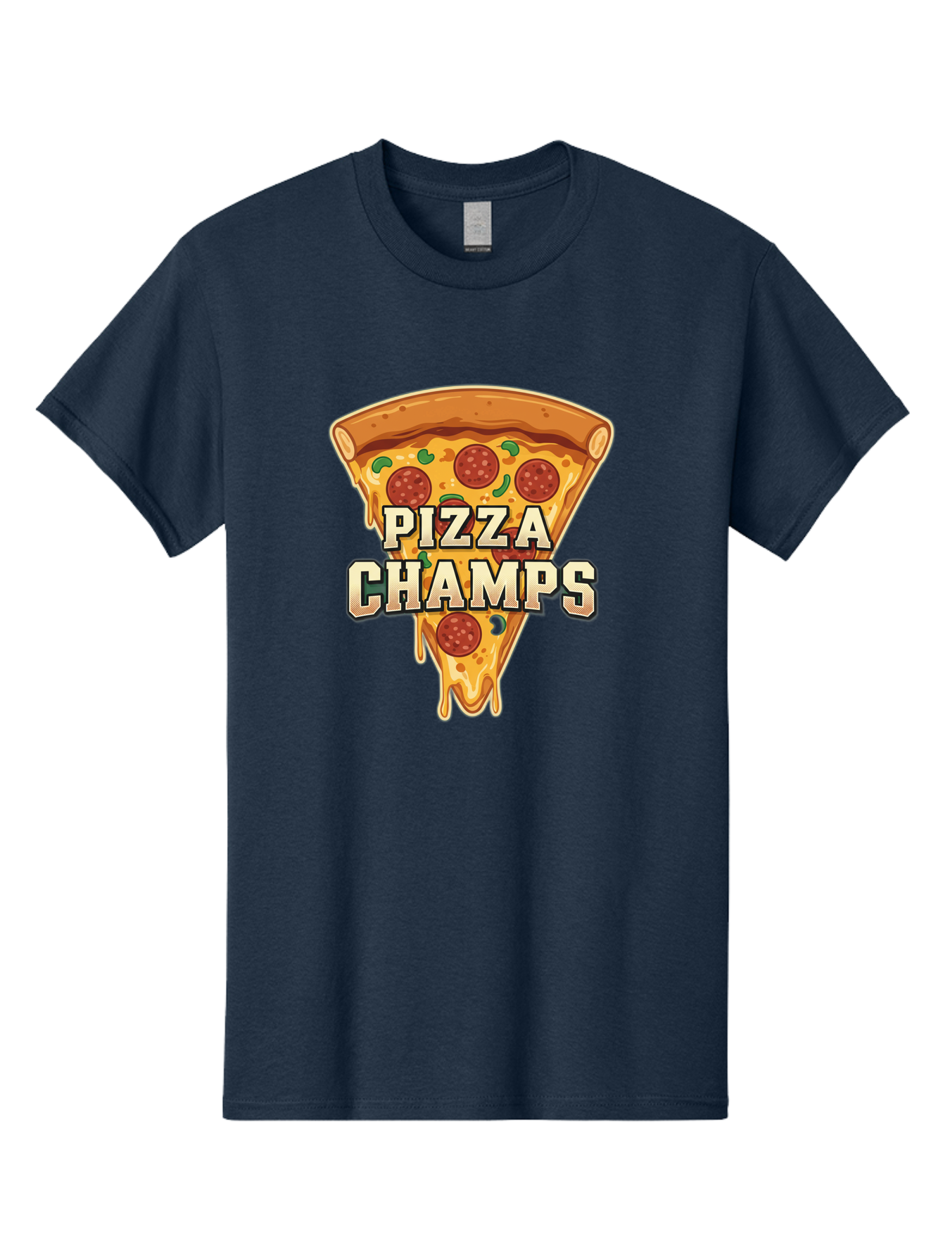 Pizza-Champs Men'S Graphic Tee, 100% Cotton, Comfortable Casual Summer Wear, Machine Washable, Pepperoni Pizza Slice, Cheese Stretch, Pizza Toppings, Italian Food, Pizza Champions, Gaming Logo, Cartoon Style, Appetizing Pizza, Cheesy Pizza, Bac261 6