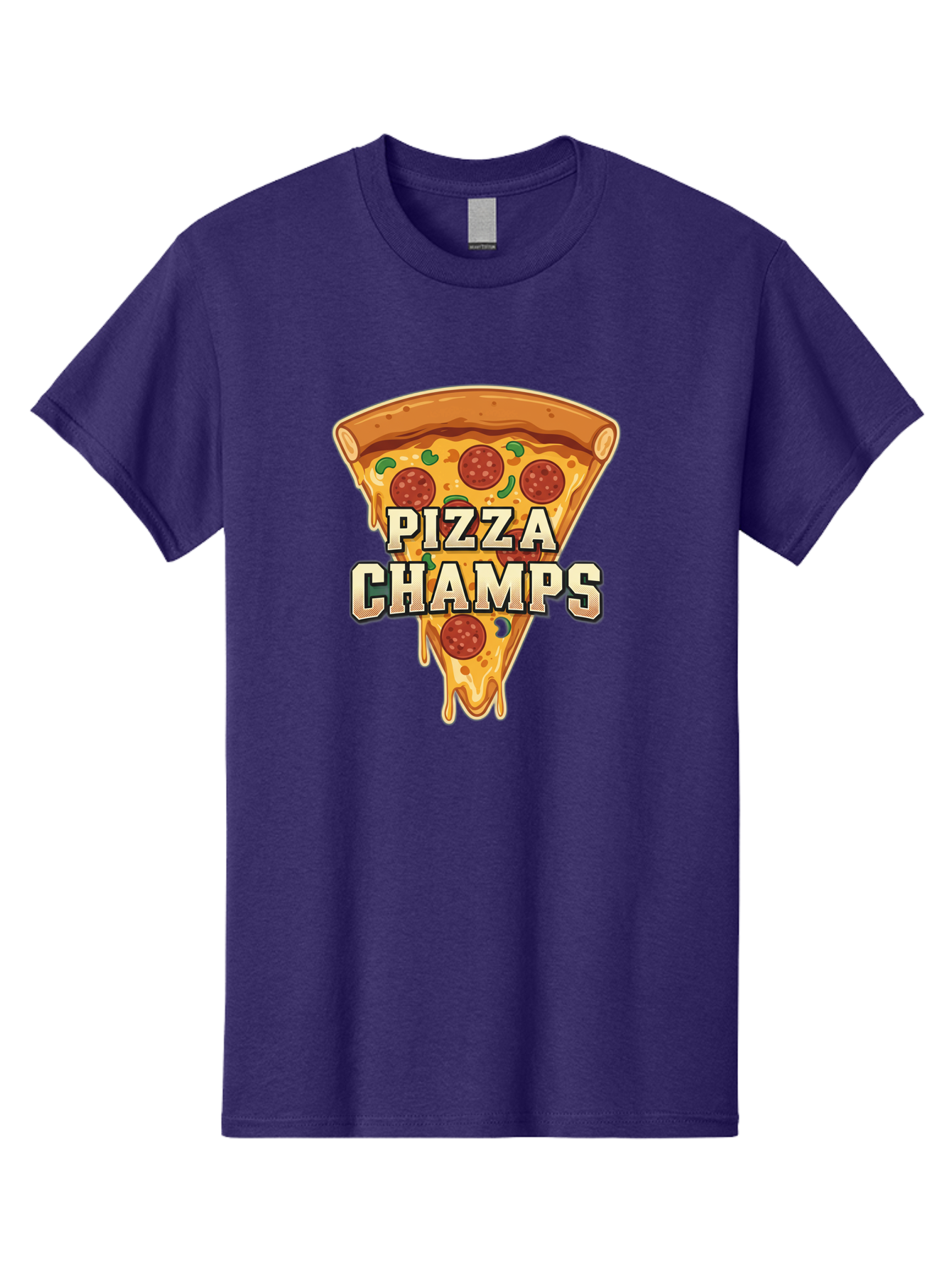 Pizza-Champs Men'S Graphic Tee, 100% Cotton, Comfortable Casual Summer Wear, Machine Washable, Pepperoni Pizza Slice, Cheese Stretch, Pizza Toppings, Italian Food, Pizza Champions, Gaming Logo, Cartoon Style, Appetizing Pizza, Cheesy Pizza, Bac261 12