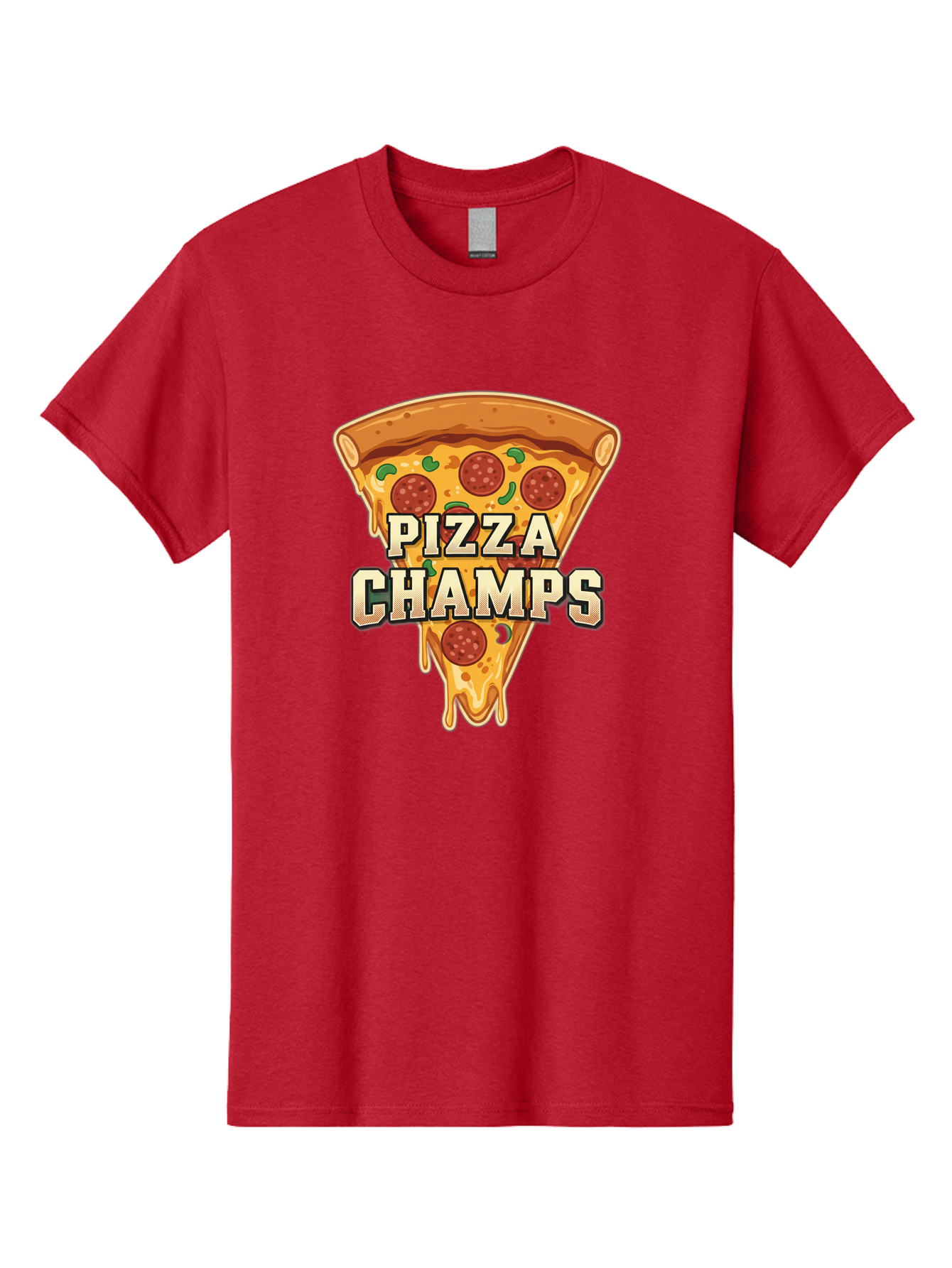Pizza-Champs Men'S Graphic Tee, 100% Cotton, Comfortable Casual Summer Wear, Machine Washable, Pepperoni Pizza Slice, Cheese Stretch, Pizza Toppings, Italian Food, Pizza Champions, Gaming Logo, Cartoon Style, Appetizing Pizza, Cheesy Pizza, Bac261 15