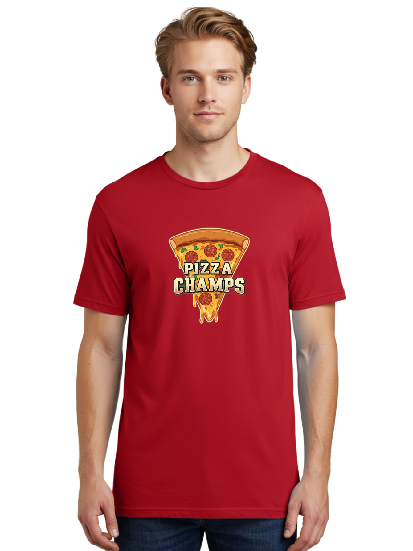 Pizza-Champs Men'S Graphic Tee, 100% Cotton, Comfortable Casual Summer Wear, Machine Washable, Pepperoni Pizza Slice, Cheese Stretch, Pizza Toppings, Italian Food, Pizza Champions, Gaming Logo, Cartoon Style, Appetizing Pizza, Cheesy Pizza, Bac261 30