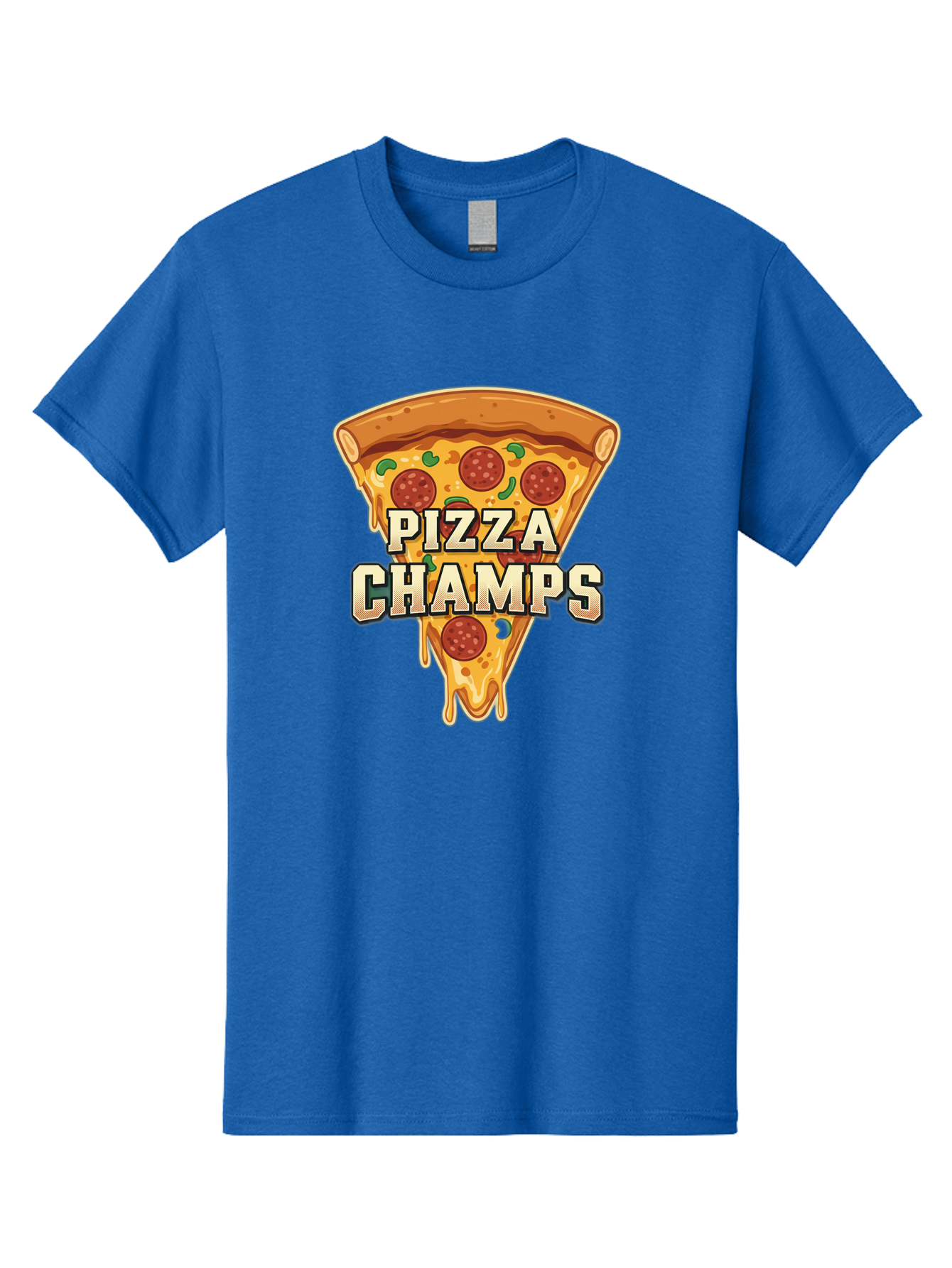 Pizza-Champs Men'S Graphic Tee, 100% Cotton, Comfortable Casual Summer Wear, Machine Washable, Pepperoni Pizza Slice, Cheese Stretch, Pizza Toppings, Italian Food, Pizza Champions, Gaming Logo, Cartoon Style, Appetizing Pizza, Cheesy Pizza, Bac261 11