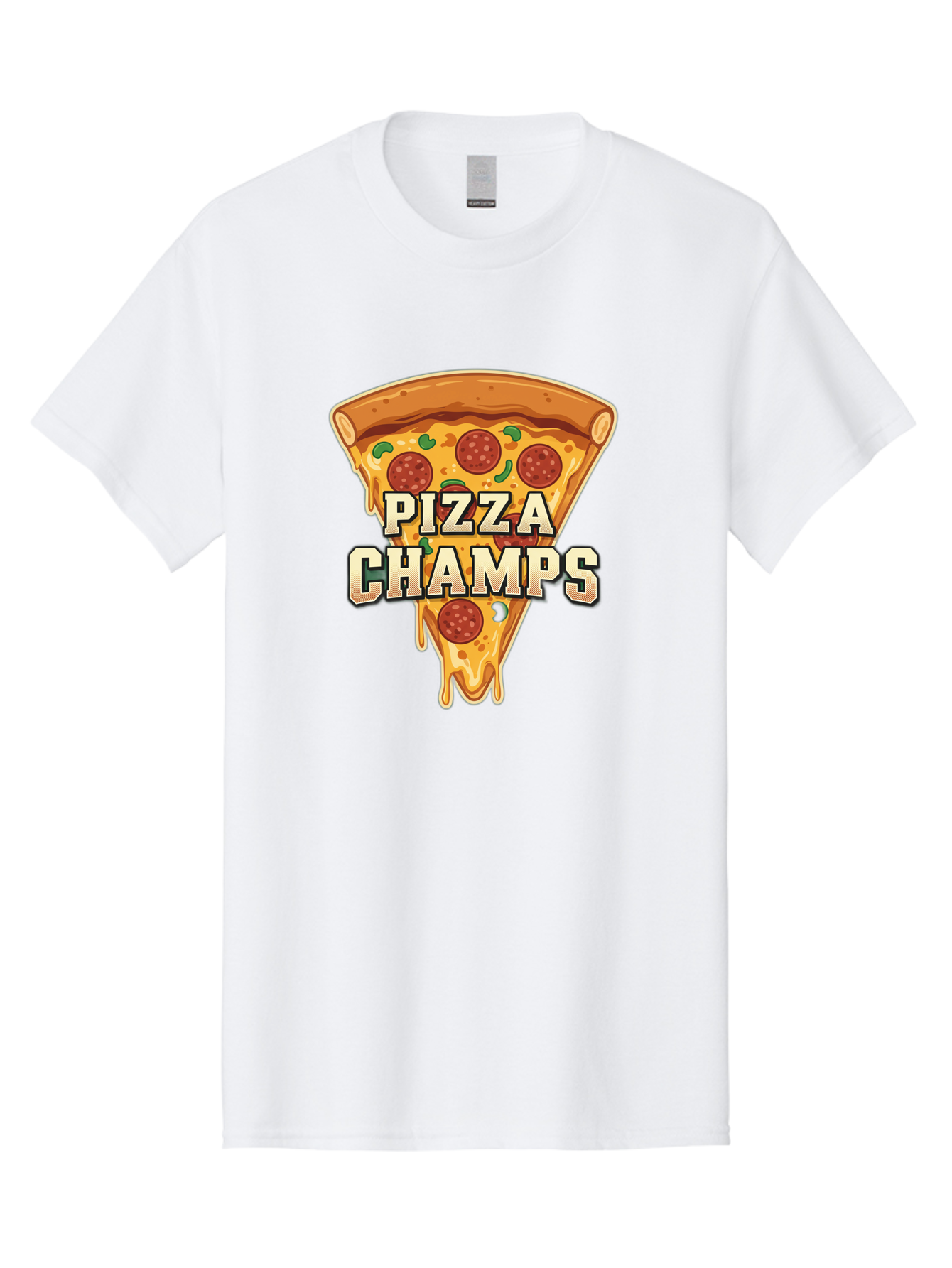 Pizza-Champs Men'S Graphic Tee, 100% Cotton, Comfortable Casual Summer Wear, Machine Washable, Pepperoni Pizza Slice, Cheese Stretch, Pizza Toppings, Italian Food, Pizza Champions, Gaming Logo, Cartoon Style, Appetizing Pizza, Cheesy Pizza, Bac261 13