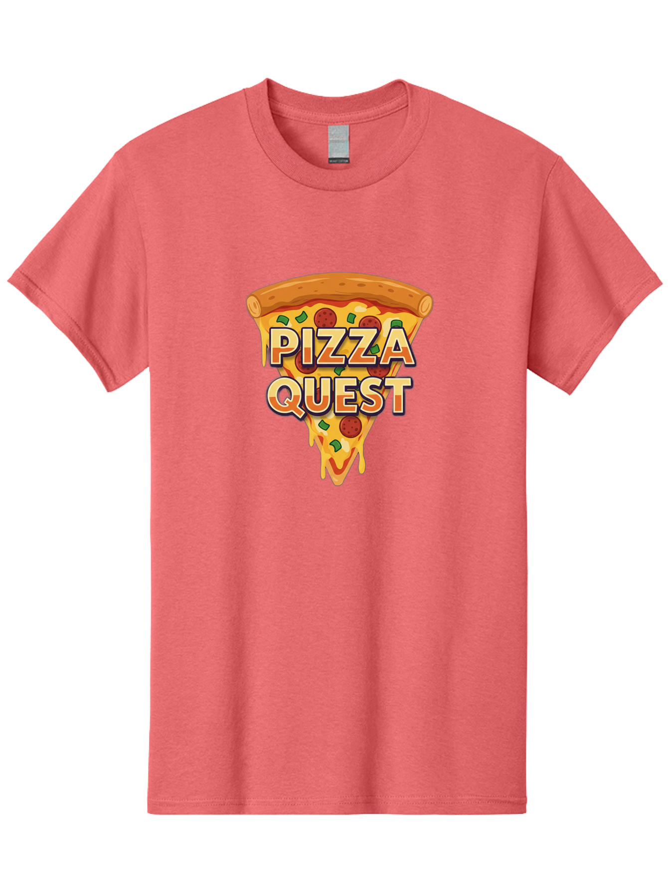 Pizza-Quest Men'S Graphic Tee, 100% Cotton, Comfortable Casual Summer Wear, Machine Washable, Pizza Slice, Melted Cheese, Pepperoni Pizza, Green Peppers, Cartoon Pizza, Food Illustration, Cheesy Goodness, Pizza Lovers, Gaming Logo Bac268 3