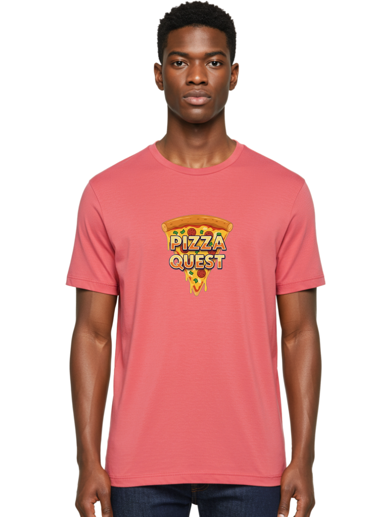 Pizza-Quest Men'S Graphic Tee, 100% Cotton, Comfortable Casual Summer Wear, Machine Washable, Pizza Slice, Melted Cheese, Pepperoni Pizza, Green Peppers, Cartoon Pizza, Food Illustration, Cheesy Goodness, Pizza Lovers, Gaming Logo Bac268 18