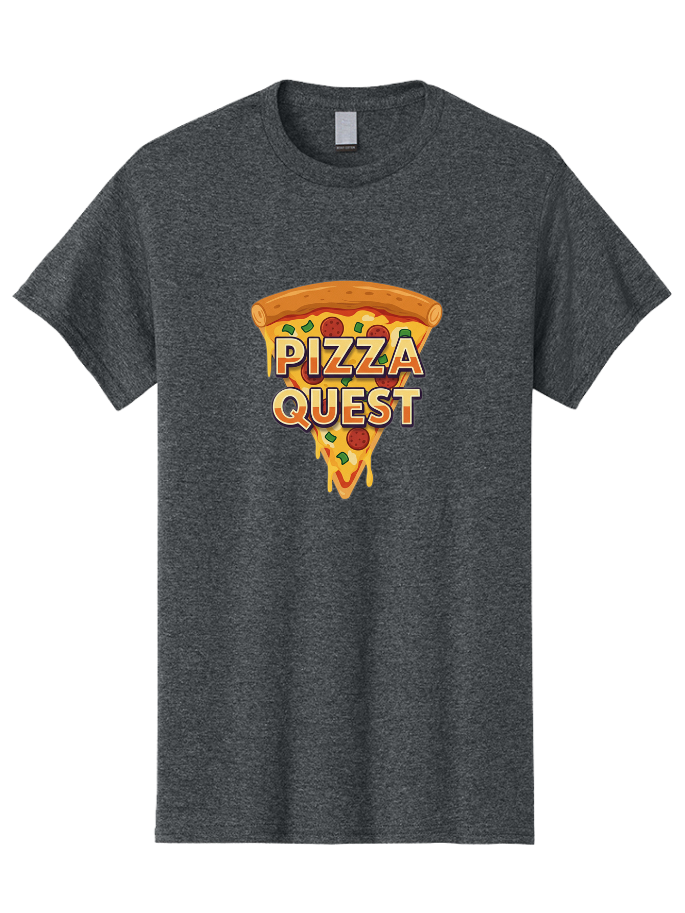 Pizza-Quest Men'S Graphic Tee, 100% Cotton, Comfortable Casual Summer Wear, Machine Washable, Pizza Slice, Melted Cheese, Pepperoni Pizza, Green Peppers, Cartoon Pizza, Food Illustration, Cheesy Goodness, Pizza Lovers, Gaming Logo Bac268 10
