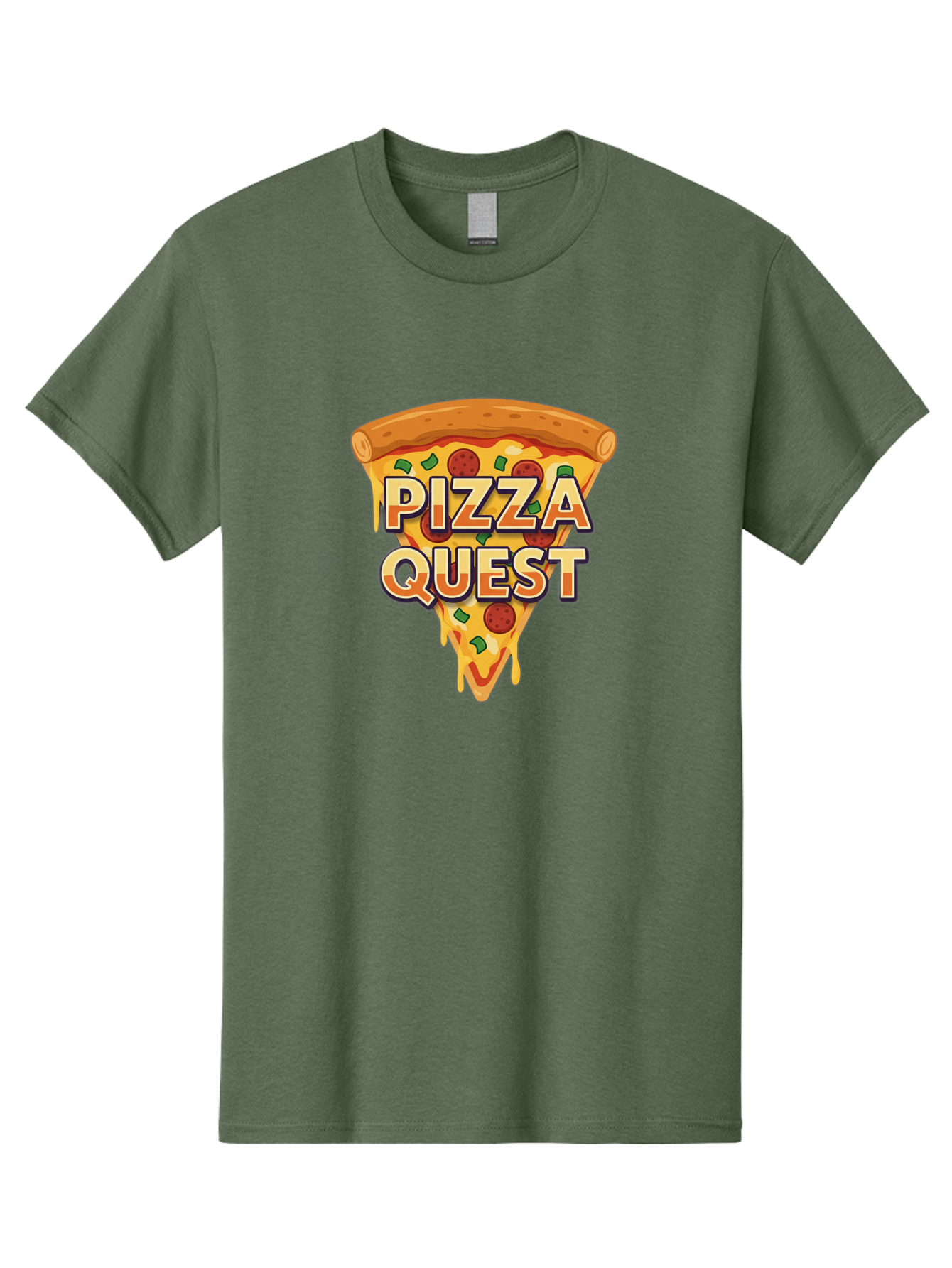 Pizza-Quest Men'S Graphic Tee, 100% Cotton, Comfortable Casual Summer Wear, Machine Washable, Pizza Slice, Melted Cheese, Pepperoni Pizza, Green Peppers, Cartoon Pizza, Food Illustration, Cheesy Goodness, Pizza Lovers, Gaming Logo Bac268 7