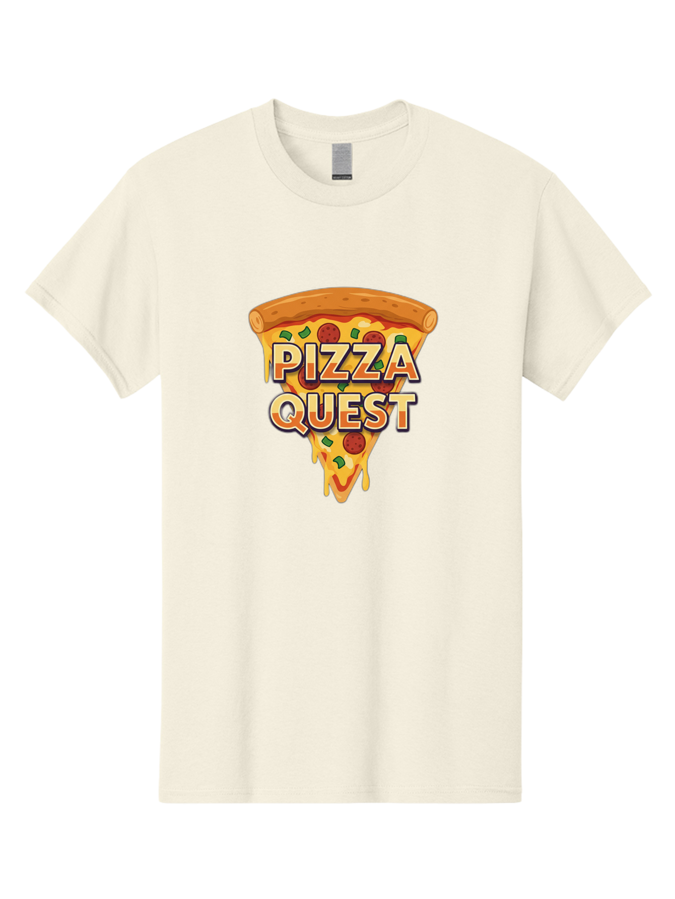 Pizza-Quest Men'S Graphic Tee, 100% Cotton, Comfortable Casual Summer Wear, Machine Washable, Pizza Slice, Melted Cheese, Pepperoni Pizza, Green Peppers, Cartoon Pizza, Food Illustration, Cheesy Goodness, Pizza Lovers, Gaming Logo Bac268 12