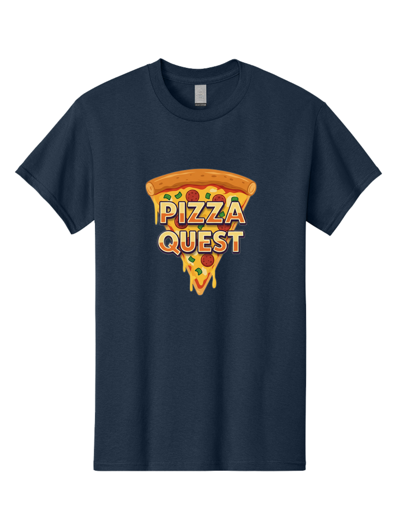Pizza-Quest Men'S Graphic Tee, 100% Cotton, Comfortable Casual Summer Wear, Machine Washable, Pizza Slice, Melted Cheese, Pepperoni Pizza, Green Peppers, Cartoon Pizza, Food Illustration, Cheesy Goodness, Pizza Lovers, Gaming Logo Bac268 5