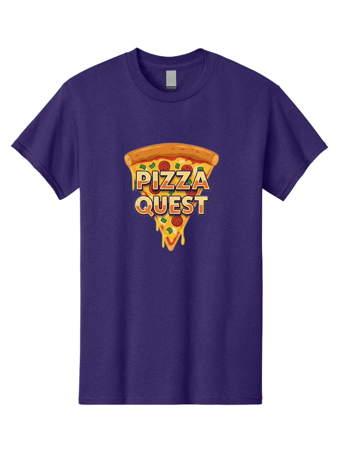 Pizza-Quest Men'S Graphic Tee, 100% Cotton, Comfortable Casual Summer Wear, Machine Washable, Pizza Slice, Melted Cheese, Pepperoni Pizza, Green Peppers, Cartoon Pizza, Food Illustration, Cheesy Goodness, Pizza Lovers, Gaming Logo Bac268 6