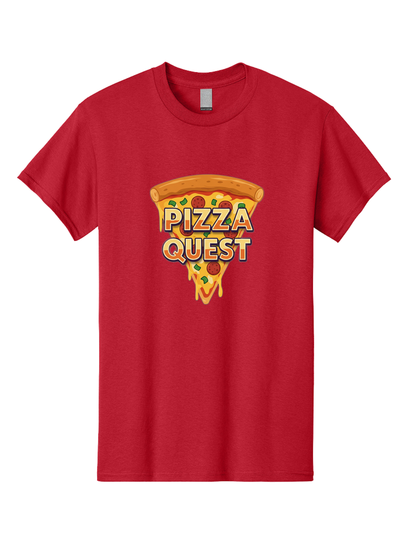 Pizza-Quest Men'S Graphic Tee, 100% Cotton, Comfortable Casual Summer Wear, Machine Washable, Pizza Slice, Melted Cheese, Pepperoni Pizza, Green Peppers, Cartoon Pizza, Food Illustration, Cheesy Goodness, Pizza Lovers, Gaming Logo Bac268 14