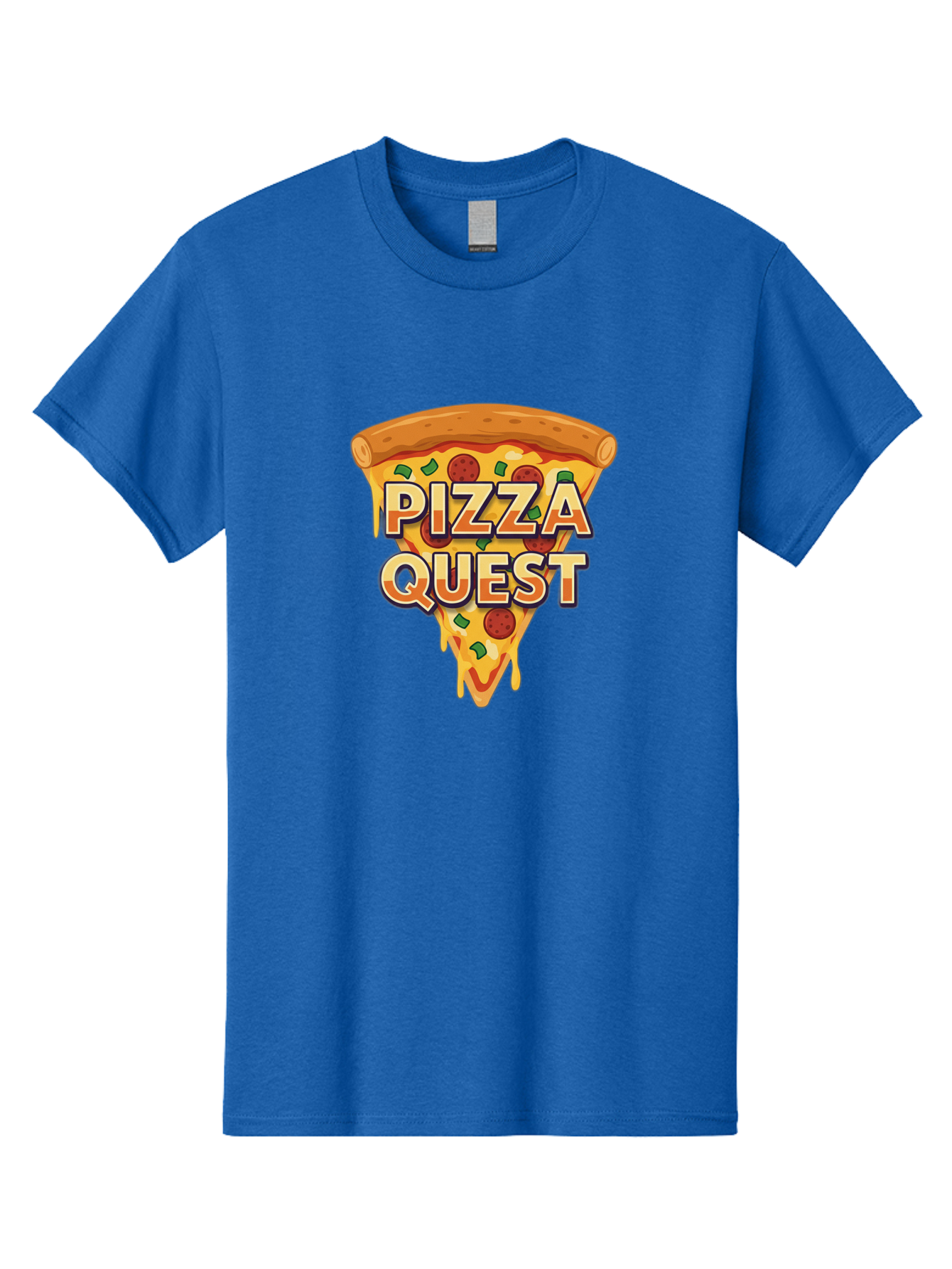 Pizza-Quest Men'S Graphic Tee, 100% Cotton, Comfortable Casual Summer Wear, Machine Washable, Pizza Slice, Melted Cheese, Pepperoni Pizza, Green Peppers, Cartoon Pizza, Food Illustration, Cheesy Goodness, Pizza Lovers, Gaming Logo Bac268 11