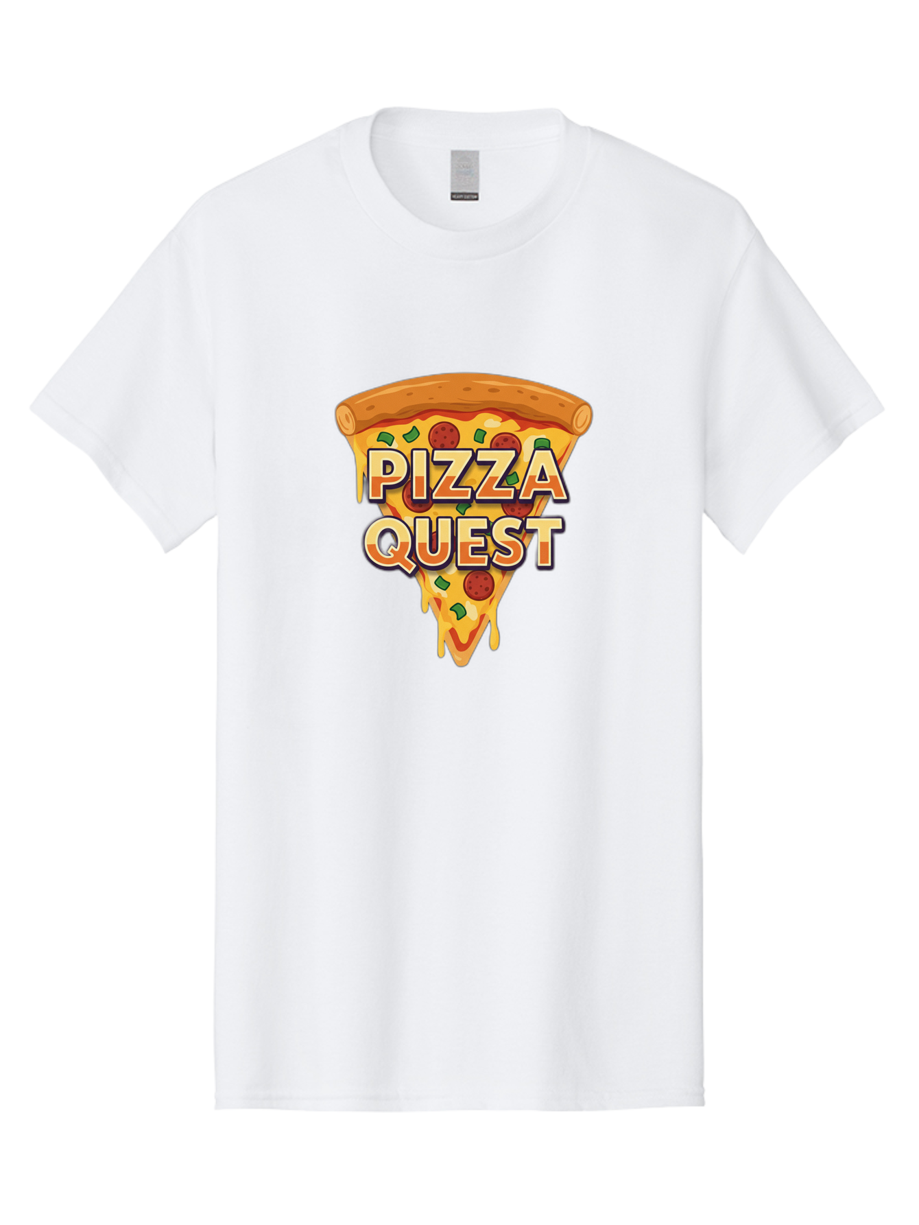 Pizza-Quest Men'S Graphic Tee, 100% Cotton, Comfortable Casual Summer Wear, Machine Washable, Pizza Slice, Melted Cheese, Pepperoni Pizza, Green Peppers, Cartoon Pizza, Food Illustration, Cheesy Goodness, Pizza Lovers, Gaming Logo Bac268 4