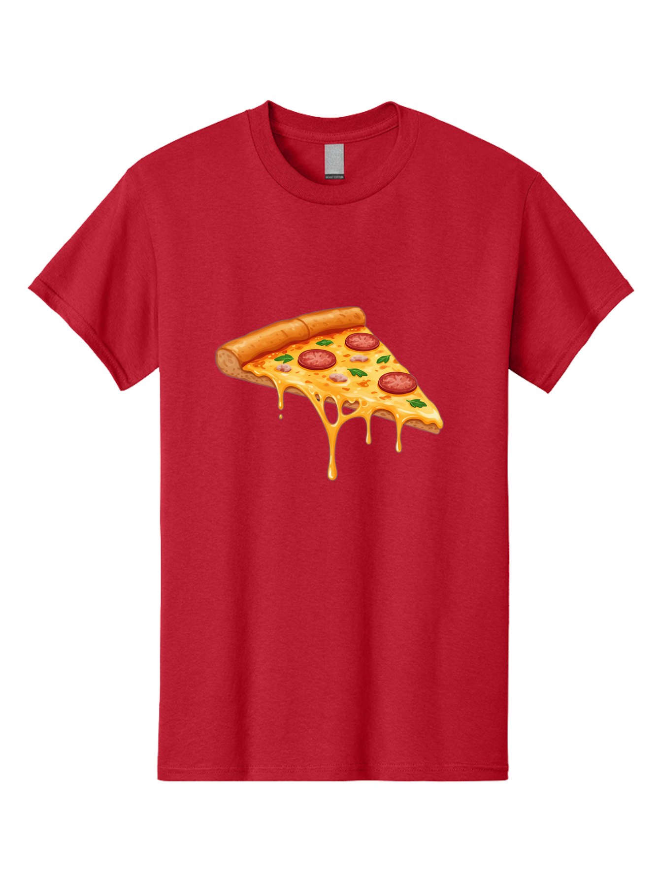 Pizza-Slice-19 Men'S Graphic Tee, 100% Cotton, Comfortable Casual Summer Wear, Machine Washable, Pepperoni Pizza Slice, Melted Cheese, Gooey Cheese, Pepperoni, Basil, Italian Food, Pizza Lover, Cheesy Goodness, Savory Delight, Foodie, Bac279 8