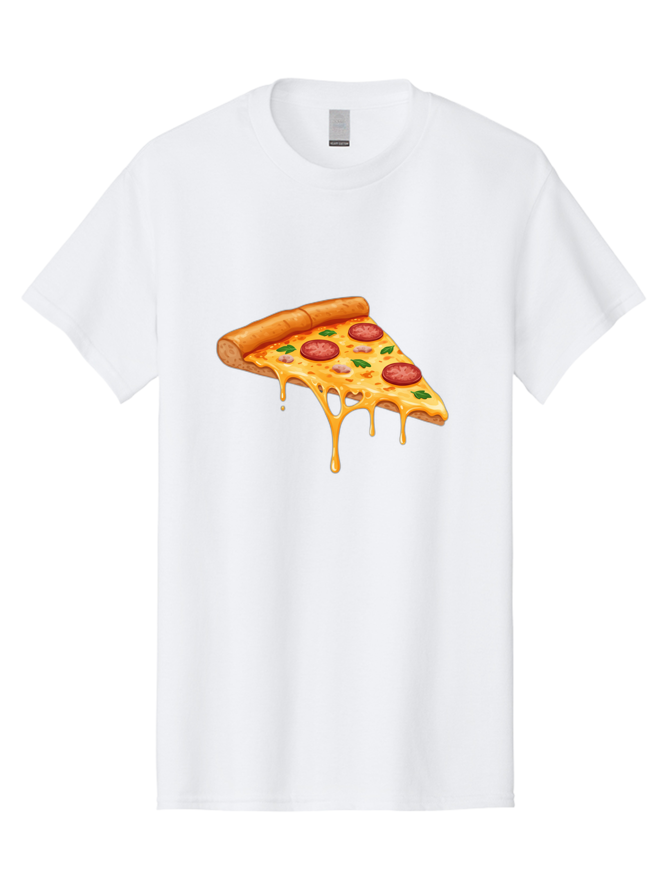 Pizza-Slice-19 Men'S Graphic Tee, 100% Cotton, Comfortable Casual Summer Wear, Machine Washable, Pepperoni Pizza Slice, Melted Cheese, Gooey Cheese, Pepperoni, Basil, Italian Food, Pizza Lover, Cheesy Goodness, Savory Delight, Foodie, Bac279 6