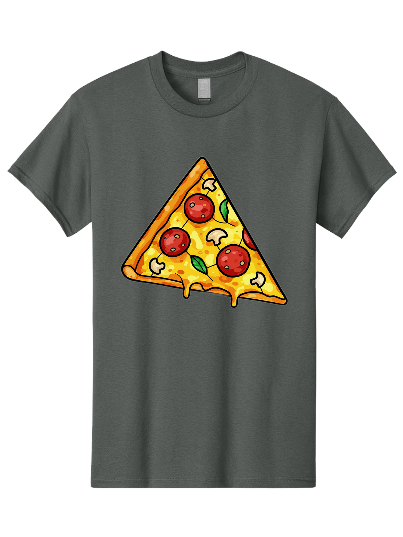 Pizza-Slice-34 Men'S Graphic Tee, 100% Cotton, Comfortable Casual Summer Wear, Machine Washable, Tasty Pizza, Melted Cheese, Pepperoni Pizza, Mushrooms, Basil, Cheesy Goodness, Savory Delight, Italian Cuisine, Foodie Favorite, Pizza Love Bac296 2