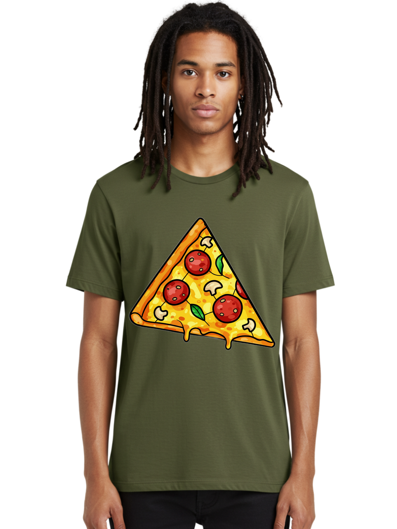 Pizza-Slice-34 Men'S Graphic Tee, 100% Cotton, Comfortable Casual Summer Wear, Machine Washable, Tasty Pizza, Melted Cheese, Pepperoni Pizza, Mushrooms, Basil, Cheesy Goodness, Savory Delight, Italian Cuisine, Foodie Favorite, Pizza Love Bac296 27