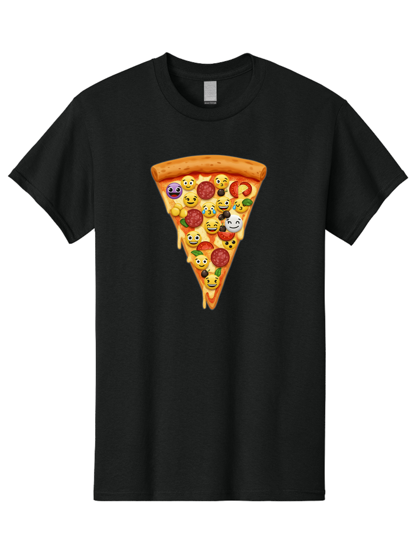Pizza-Slice-35 Men'S Graphic Tee, 100% Cotton, Comfortable Casual Summer Wear, Machine Washable, Pizza Slice, Emoji Toppings, Pepperoni, Black Olives, Melted Cheese, Funny Emojis, Cartoon Pizza, Tasty Pizza, Foodie Fun, Pizza Love, Bac297 8