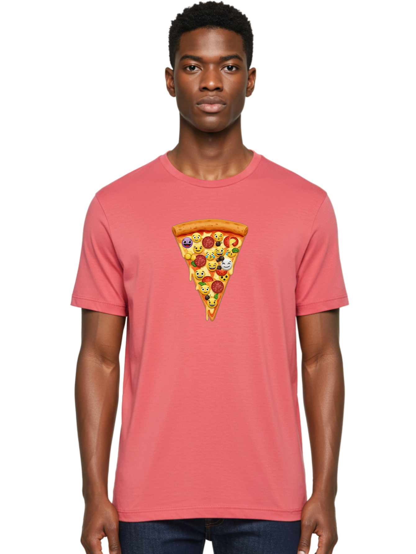 Pizza-Slice-35 Men'S Graphic Tee, 100% Cotton, Comfortable Casual Summer Wear, Machine Washable, Pizza Slice, Emoji Toppings, Pepperoni, Black Olives, Melted Cheese, Funny Emojis, Cartoon Pizza, Tasty Pizza, Foodie Fun, Pizza Love, Bac297 27