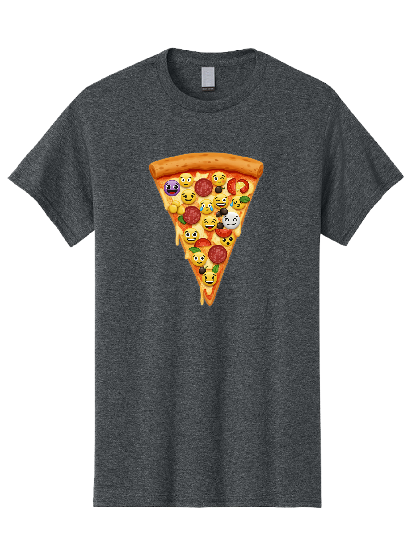 Pizza-Slice-35 Men'S Graphic Tee, 100% Cotton, Comfortable Casual Summer Wear, Machine Washable, Pizza Slice, Emoji Toppings, Pepperoni, Black Olives, Melted Cheese, Funny Emojis, Cartoon Pizza, Tasty Pizza, Foodie Fun, Pizza Love, Bac297 5