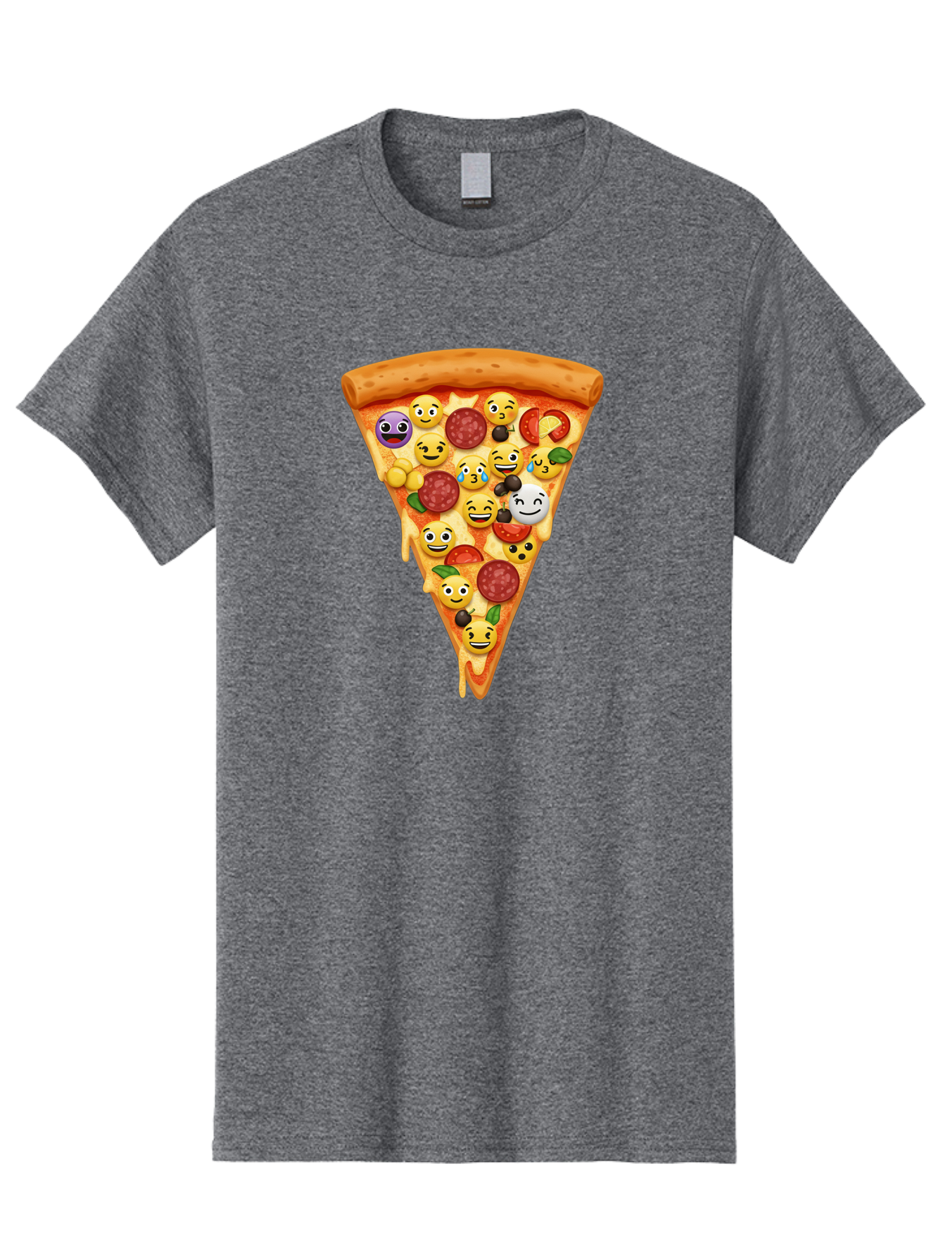 Pizza-Slice-35 Men'S Graphic Tee, 100% Cotton, Comfortable Casual Summer Wear, Machine Washable, Pizza Slice, Emoji Toppings, Pepperoni, Black Olives, Melted Cheese, Funny Emojis, Cartoon Pizza, Tasty Pizza, Foodie Fun, Pizza Love, Bac297 2