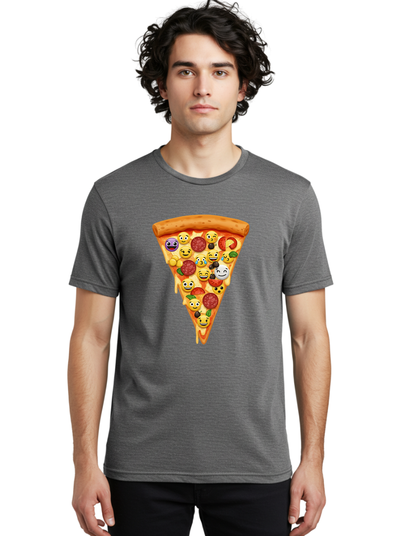 Pizza-Slice-35 Men'S Graphic Tee, 100% Cotton, Comfortable Casual Summer Wear, Machine Washable, Pizza Slice, Emoji Toppings, Pepperoni, Black Olives, Melted Cheese, Funny Emojis, Cartoon Pizza, Tasty Pizza, Foodie Fun, Pizza Love, Bac297 17