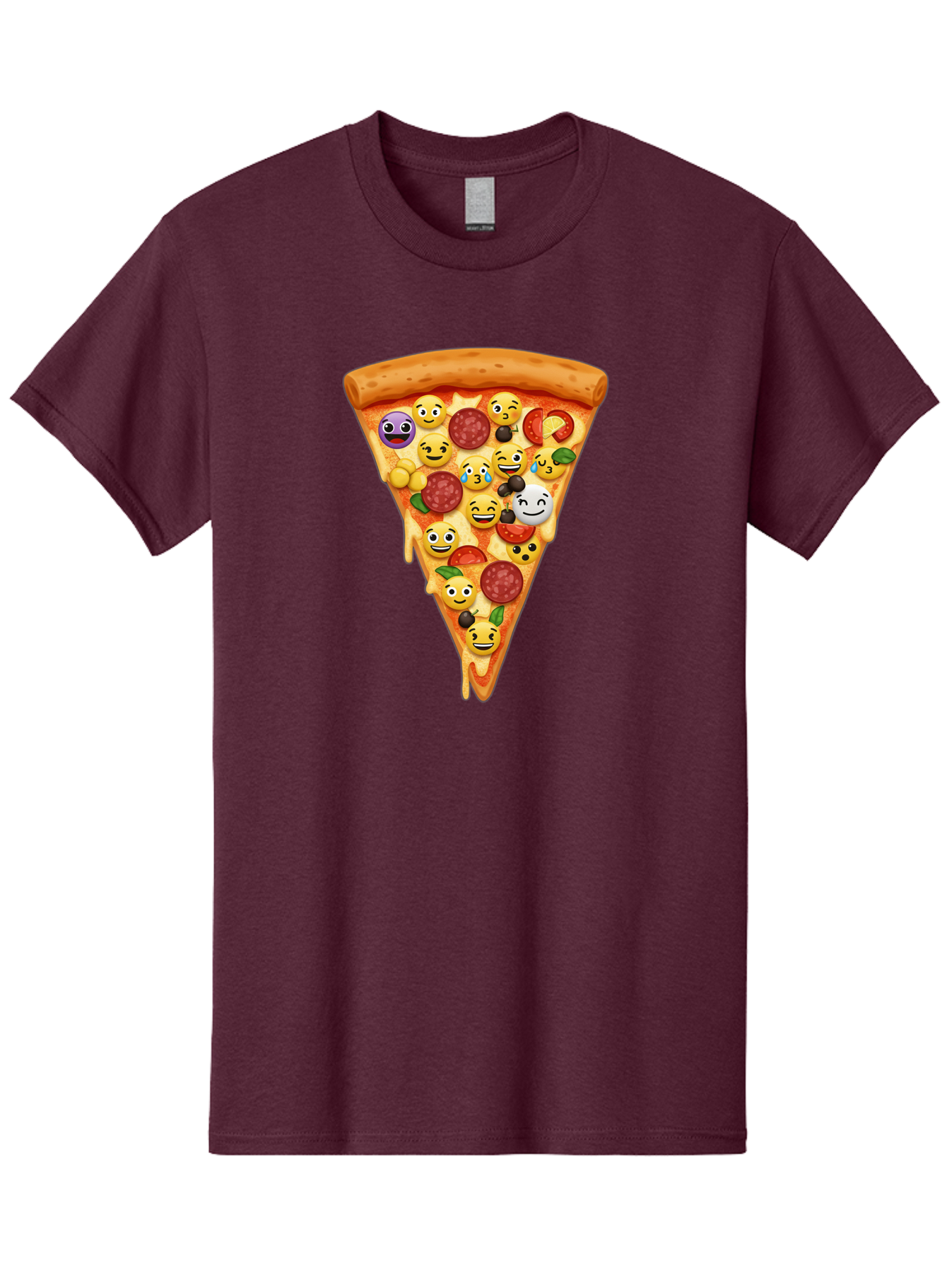 Pizza-Slice-35 Men'S Graphic Tee, 100% Cotton, Comfortable Casual Summer Wear, Machine Washable, Pizza Slice, Emoji Toppings, Pepperoni, Black Olives, Melted Cheese, Funny Emojis, Cartoon Pizza, Tasty Pizza, Foodie Fun, Pizza Love, Bac297 6