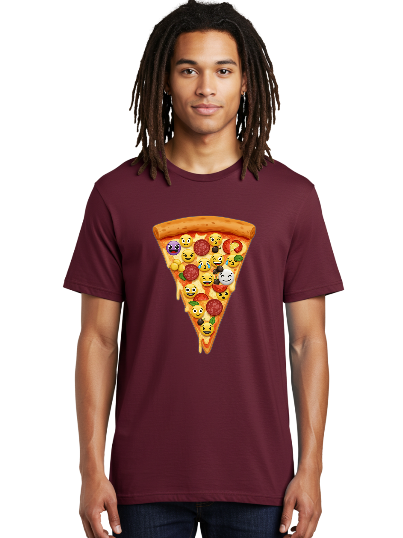 Pizza-Slice-35 Men'S Graphic Tee, 100% Cotton, Comfortable Casual Summer Wear, Machine Washable, Pizza Slice, Emoji Toppings, Pepperoni, Black Olives, Melted Cheese, Funny Emojis, Cartoon Pizza, Tasty Pizza, Foodie Fun, Pizza Love, Bac297 21