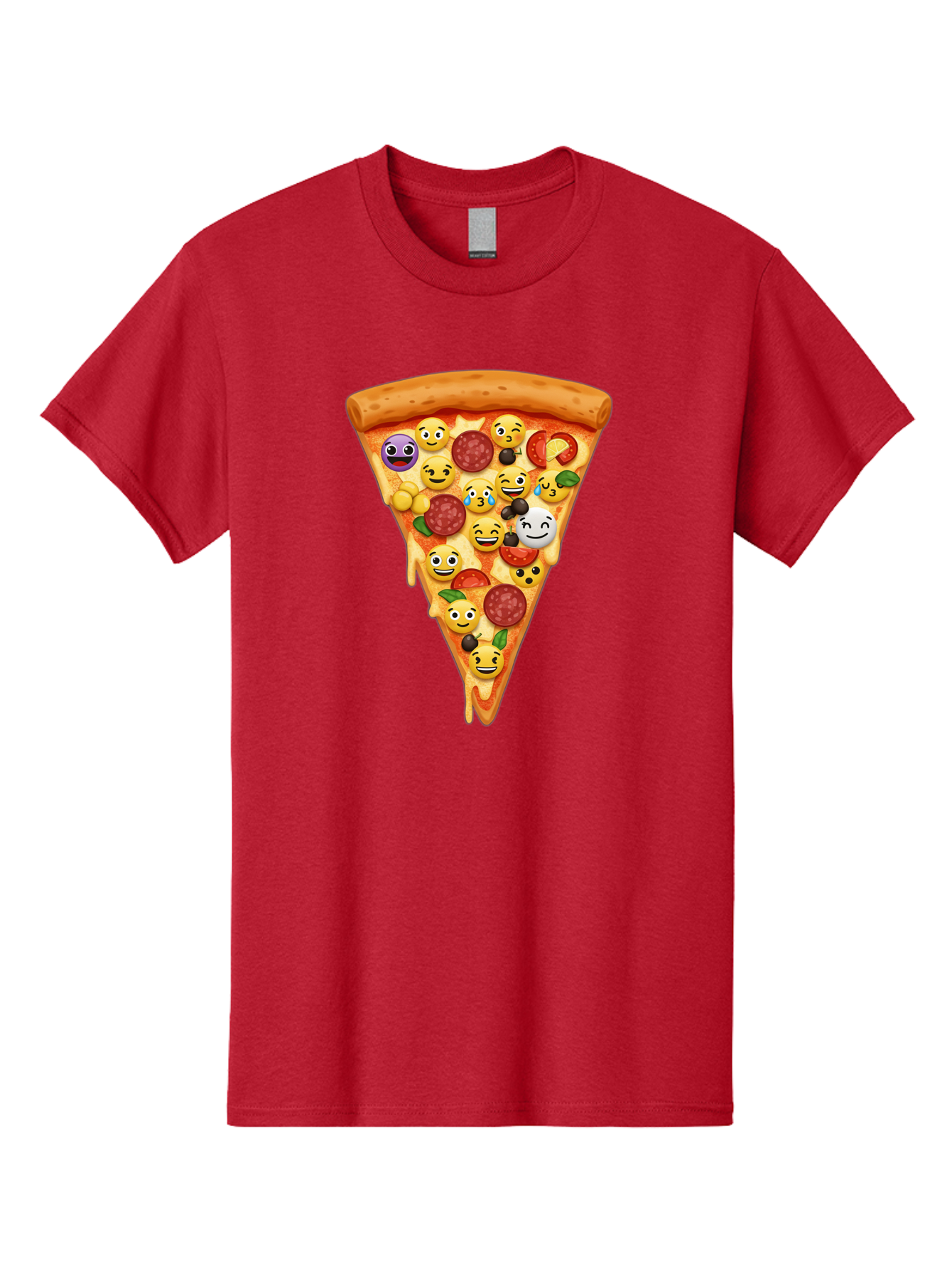 Pizza-Slice-35 Men'S Graphic Tee, 100% Cotton, Comfortable Casual Summer Wear, Machine Washable, Pizza Slice, Emoji Toppings, Pepperoni, Black Olives, Melted Cheese, Funny Emojis, Cartoon Pizza, Tasty Pizza, Foodie Fun, Pizza Love, Bac297 1