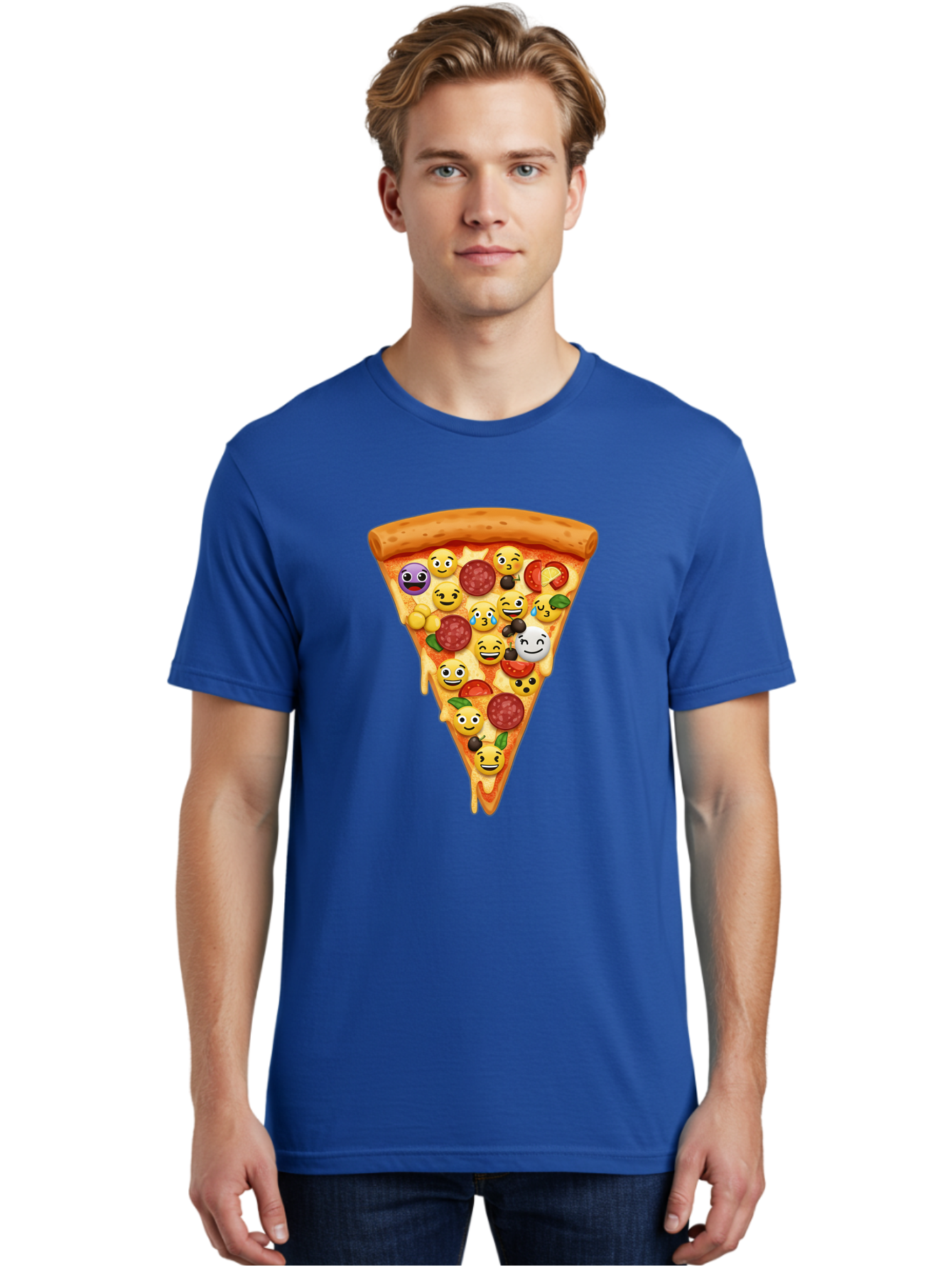 Pizza-Slice-35 Men'S Graphic Tee, 100% Cotton, Comfortable Casual Summer Wear, Machine Washable, Pizza Slice, Emoji Toppings, Pepperoni, Black Olives, Melted Cheese, Funny Emojis, Cartoon Pizza, Tasty Pizza, Foodie Fun, Pizza Love, Bac297 19
