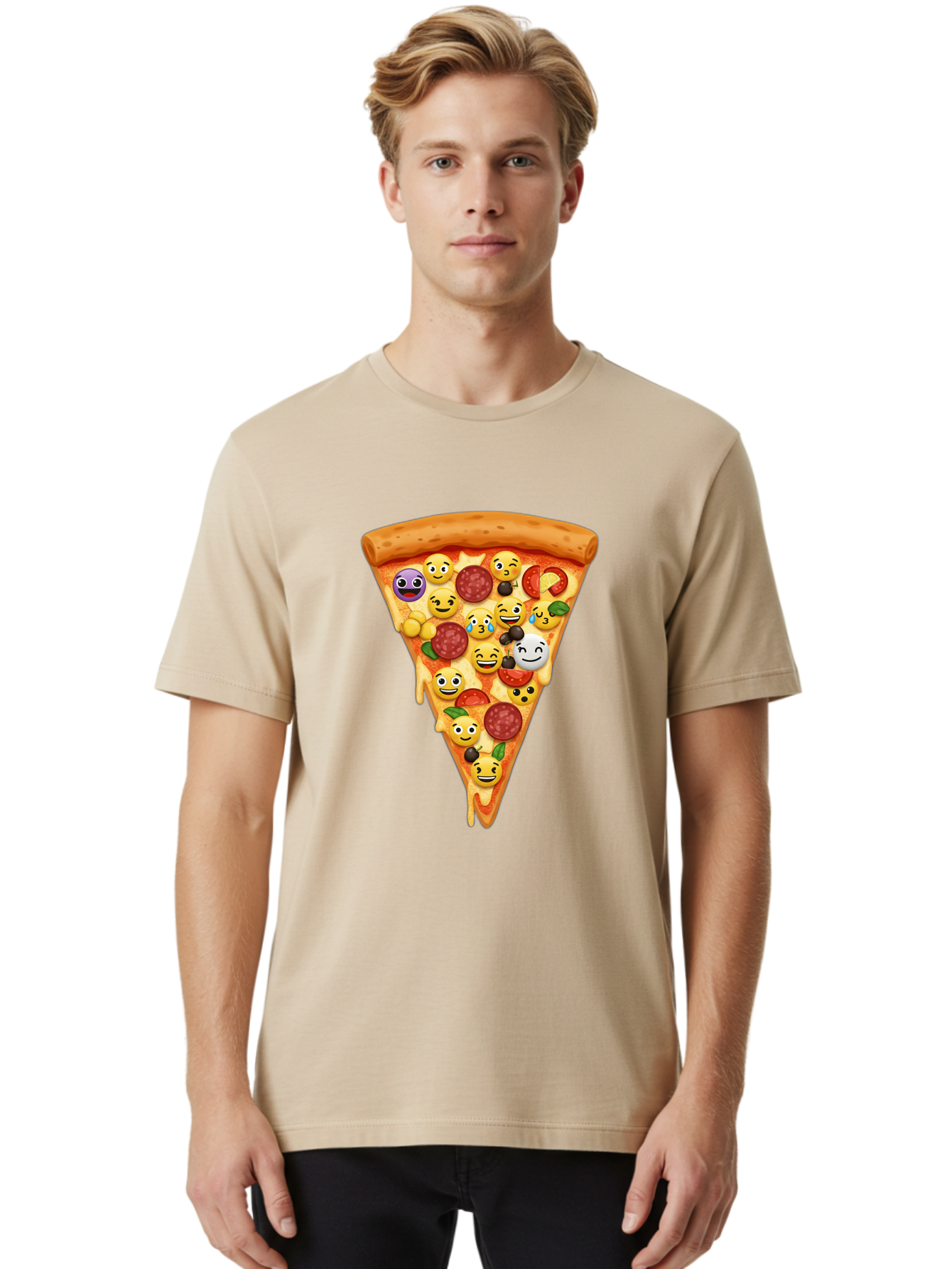 Pizza-Slice-35 Men'S Graphic Tee, 100% Cotton, Comfortable Casual Summer Wear, Machine Washable, Pizza Slice, Emoji Toppings, Pepperoni, Black Olives, Melted Cheese, Funny Emojis, Cartoon Pizza, Tasty Pizza, Foodie Fun, Pizza Love, Bac297 18