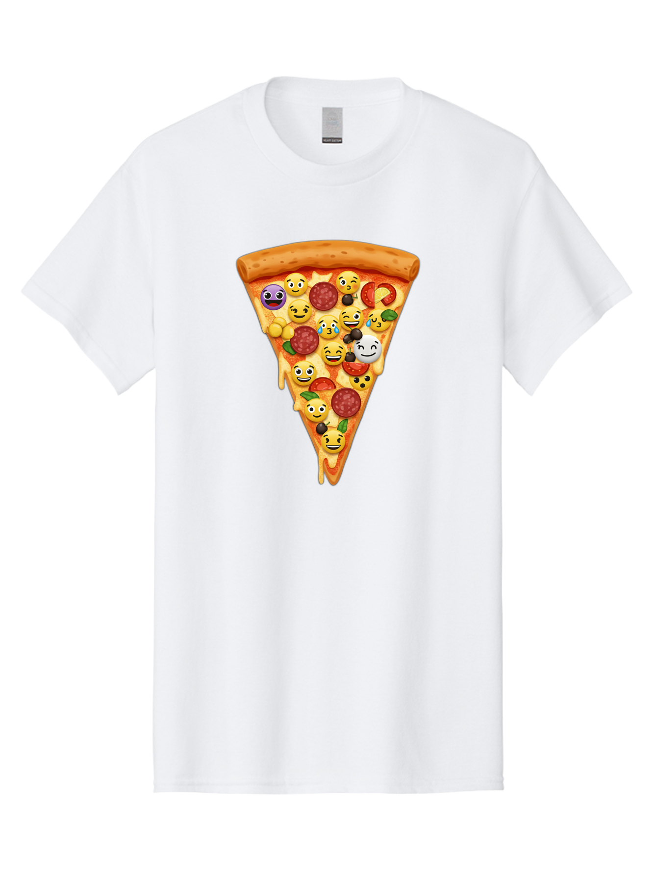 Pizza-Slice-35 Men'S Graphic Tee, 100% Cotton, Comfortable Casual Summer Wear, Machine Washable, Pizza Slice, Emoji Toppings, Pepperoni, Black Olives, Melted Cheese, Funny Emojis, Cartoon Pizza, Tasty Pizza, Foodie Fun, Pizza Love, Bac297 7