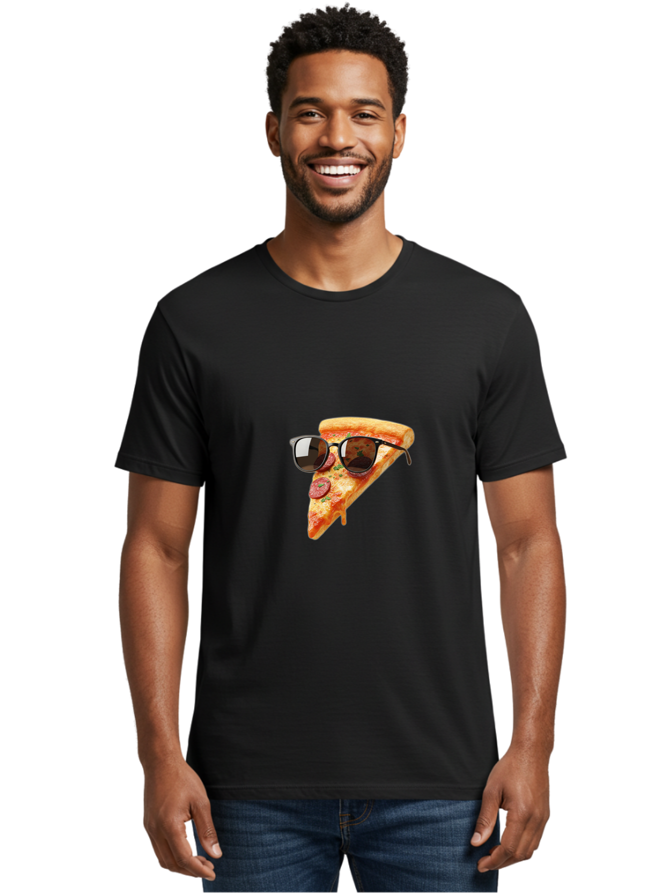 Pizza-Slice-Sunglasses-2 Men'S Graphic Tee, 100% Cotton, Comfortable Casual Summer Wear, Machine Washable, Pizza Slice Wearing Sunglasses, Funny Food, Quirky Humor, Cool Pizza, Sunglasses On Food, Comical Image, Playful Graphics, Bac307 26