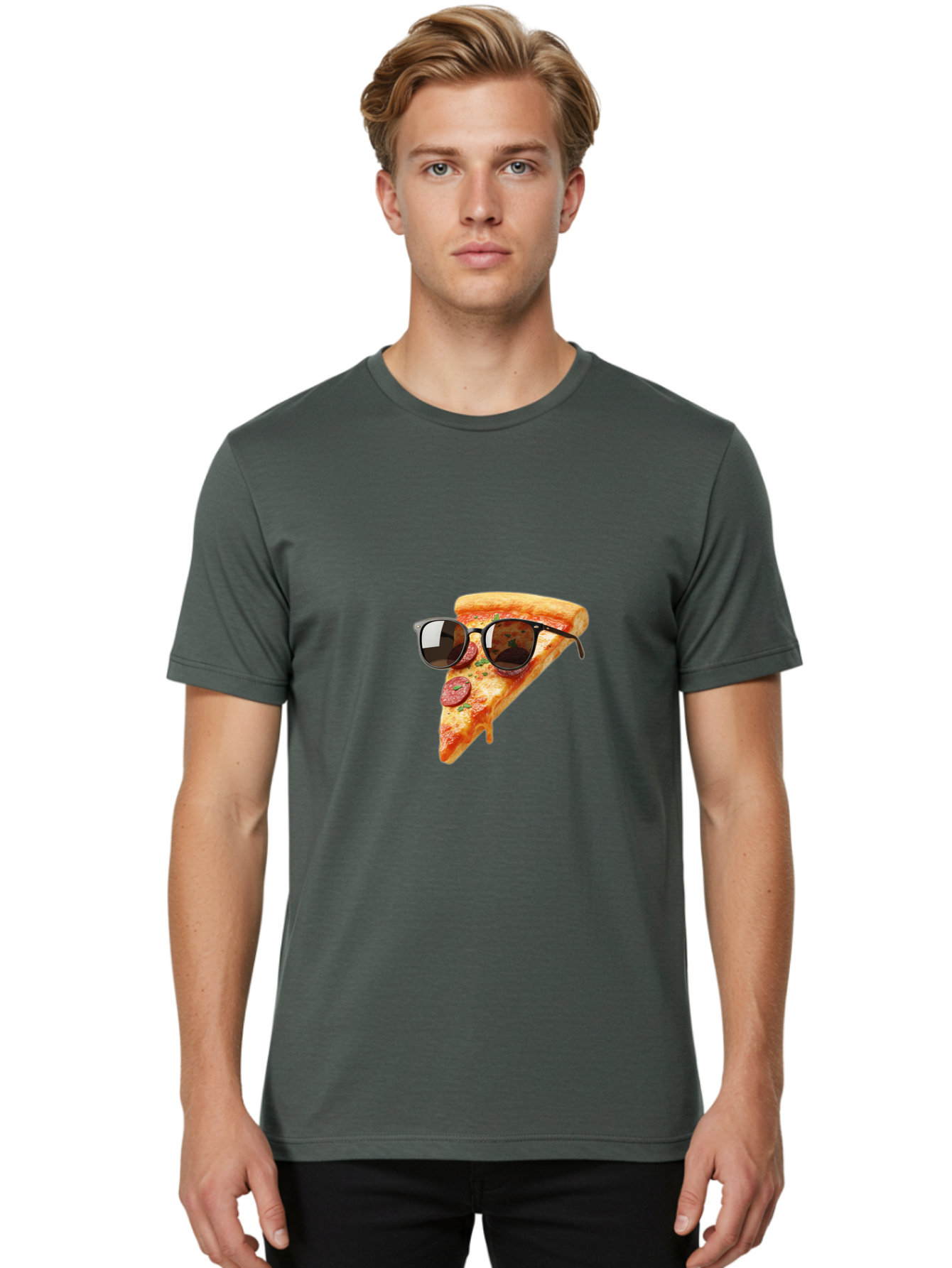 Pizza-Slice-Sunglasses-2 Men'S Graphic Tee, 100% Cotton, Comfortable Casual Summer Wear, Machine Washable, Pizza Slice Wearing Sunglasses, Funny Food, Quirky Humor, Cool Pizza, Sunglasses On Food, Comical Image, Playful Graphics, Bac307 22