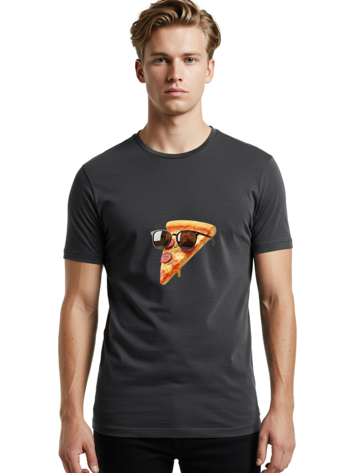 Pizza-Slice-Sunglasses-2 Men'S Graphic Tee, 100% Cotton, Comfortable Casual Summer Wear, Machine Washable, Pizza Slice Wearing Sunglasses, Funny Food, Quirky Humor, Cool Pizza, Sunglasses On Food, Comical Image, Playful Graphics, Bac307 18