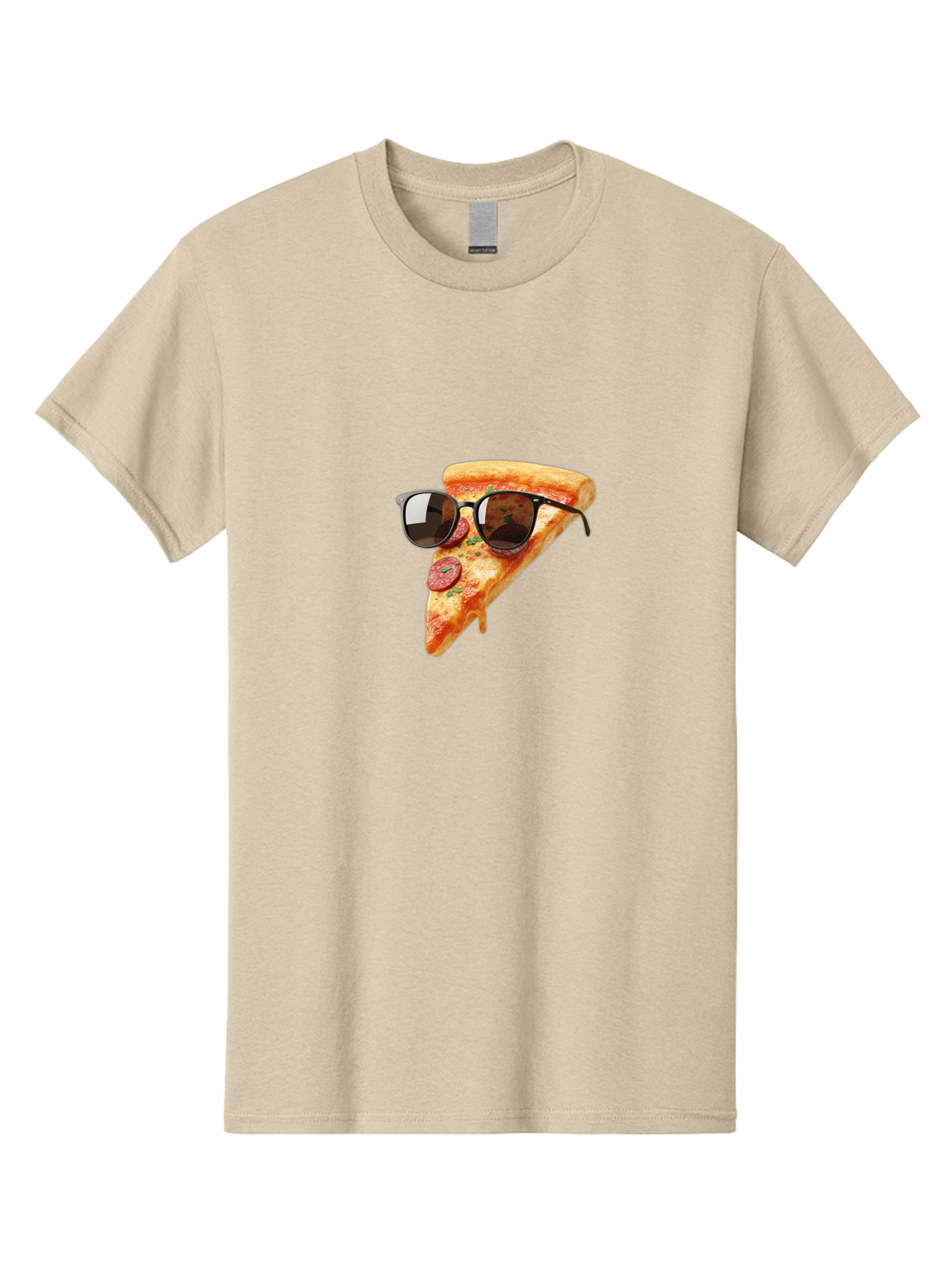 Pizza-Slice-Sunglasses-2 Men'S Graphic Tee, 100% Cotton, Comfortable Casual Summer Wear, Machine Washable, Pizza Slice Wearing Sunglasses, Funny Food, Quirky Humor, Cool Pizza, Sunglasses On Food, Comical Image, Playful Graphics, Bac307 1