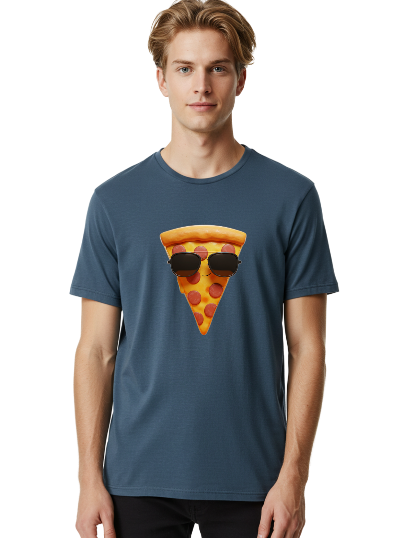 Pizza-Slice-With-Sunglasses-1 Men'S Graphic Tee, 100% Cotton, Comfortable Casual Summer Wear, Machine Washable, Pepperoni Pizza Slice, Cool Pizza, Sunglasses, Smiley Face, Cartoon Character, Funny Food, Playful Illustration, Casual Dining, Bac312 29