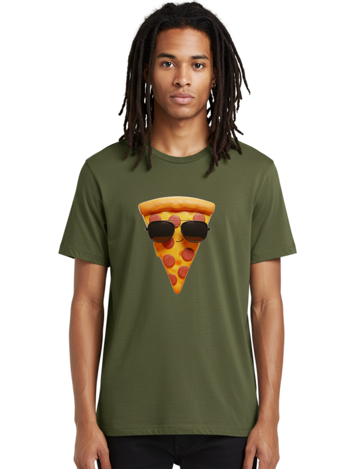 Pizza-Slice-With-Sunglasses-1 Men'S Graphic Tee, 100% Cotton, Comfortable Casual Summer Wear, Machine Washable, Pepperoni Pizza Slice, Cool Pizza, Sunglasses, Smiley Face, Cartoon Character, Funny Food, Playful Illustration, Casual Dining, Bac312 28