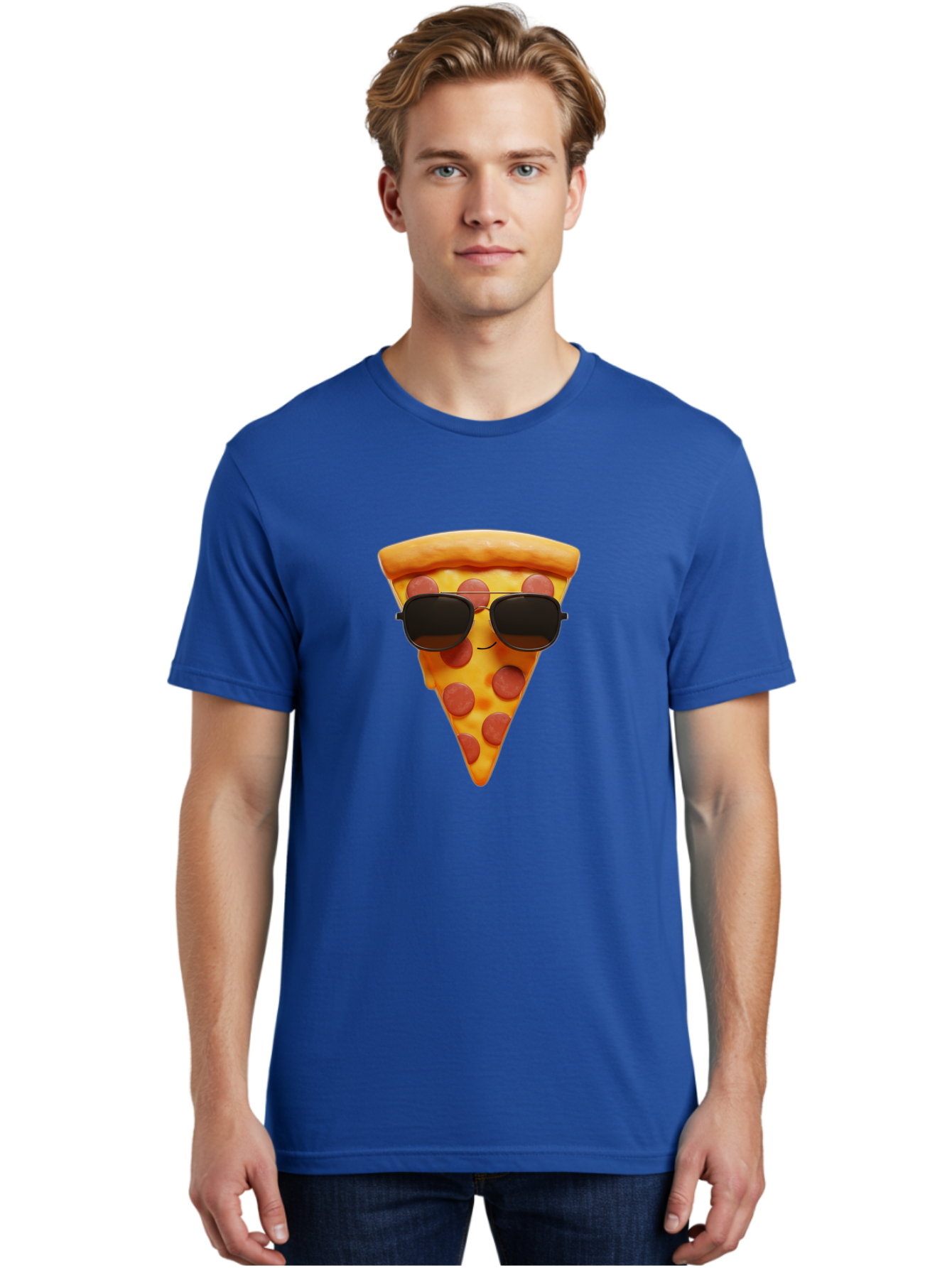 Pizza-Slice-With-Sunglasses-1 Men'S Graphic Tee, 100% Cotton, Comfortable Casual Summer Wear, Machine Washable, Pepperoni Pizza Slice, Cool Pizza, Sunglasses, Smiley Face, Cartoon Character, Funny Food, Playful Illustration, Casual Dining, Bac312 30
