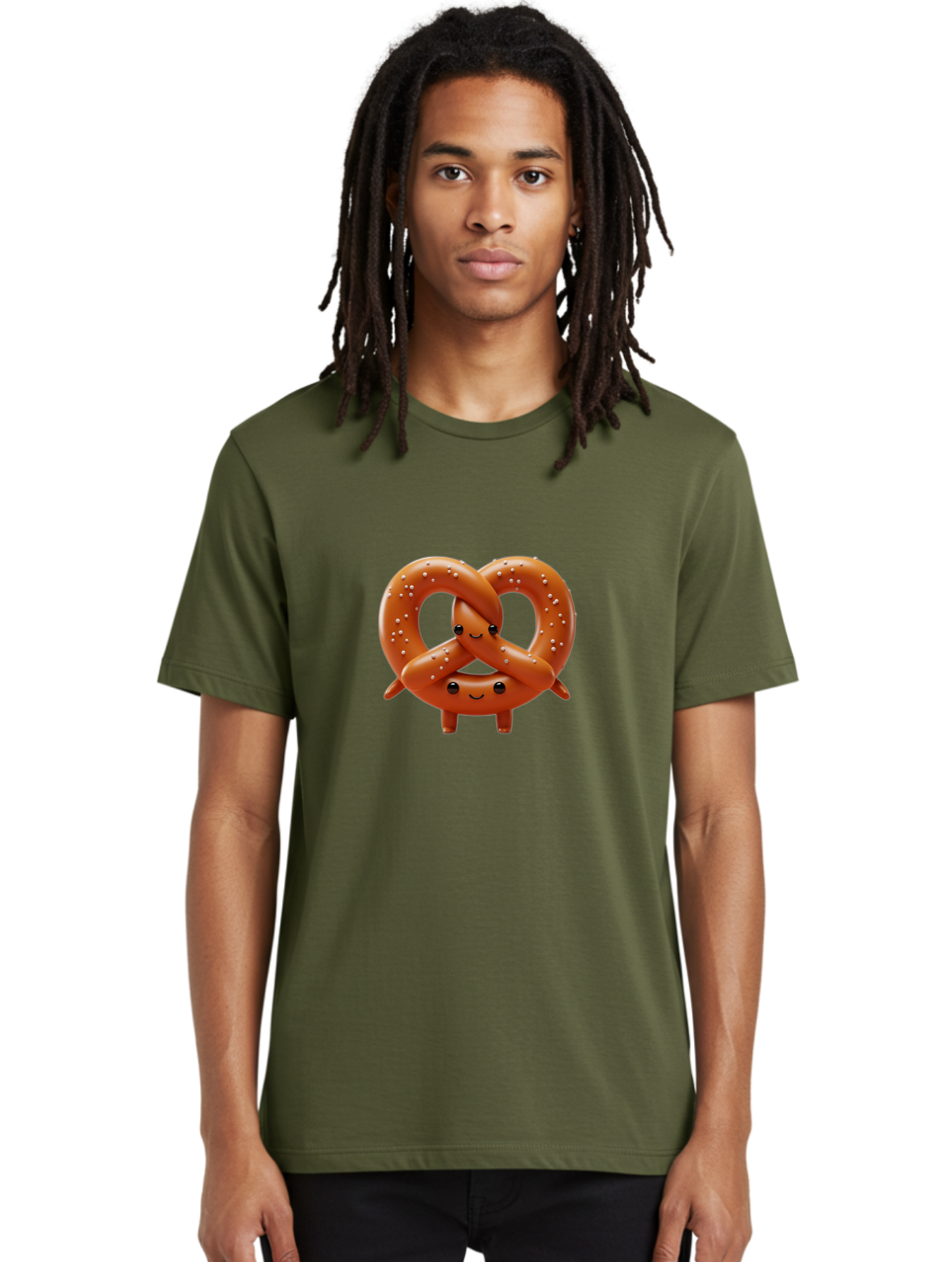 Pretzel-Friends Men'S Graphic Tee, 100% Cotton, Comfortable Casual Summer Wear, Machine Washable, Cute Cartoon Pretzels, Hugging Pretzel Friends, Salted Pretzels, Smiling Pretzels, Adorable Pretzel Characters, Pretzel Love, Baked Goods, Bac341 15