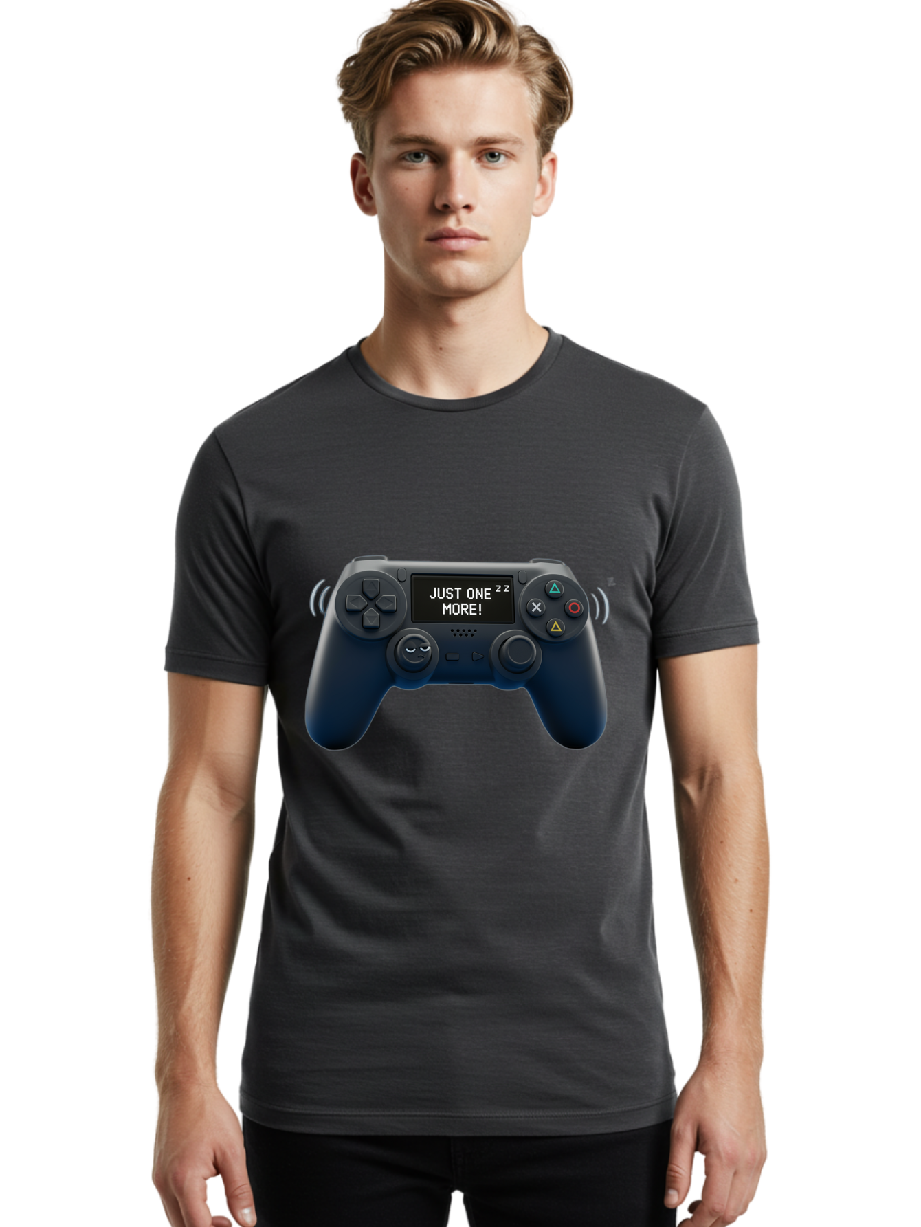 Ps4-Controller Men'S Graphic Tee, 100% Cotton, Comfortable Casual Summer Wear, Machine Washable, Game Controller, Gaming, Video Games, Ps4 Controller, Joystick, Gamepad, Gaming Addiction, Gaming Habit, Just One More, Sleep Deprivation, Bac343 16