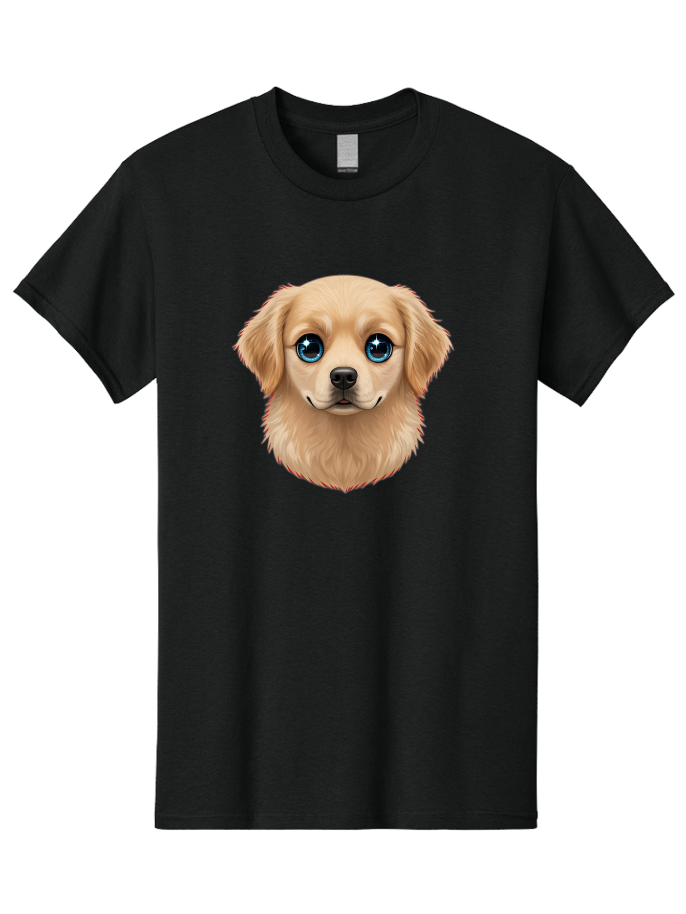 Puppy-Head Men'S Graphic Tee, 100% Cotton, Comfortable Casual Summer Wear, Machine Washable, Adorable Puppy, Cute Dog Face, Big Blue Eyes, Fluffy Fur, Sweet Expression, Cartoon Dog, Digital Art, Puppy Love, Furry Friend Bac347 1