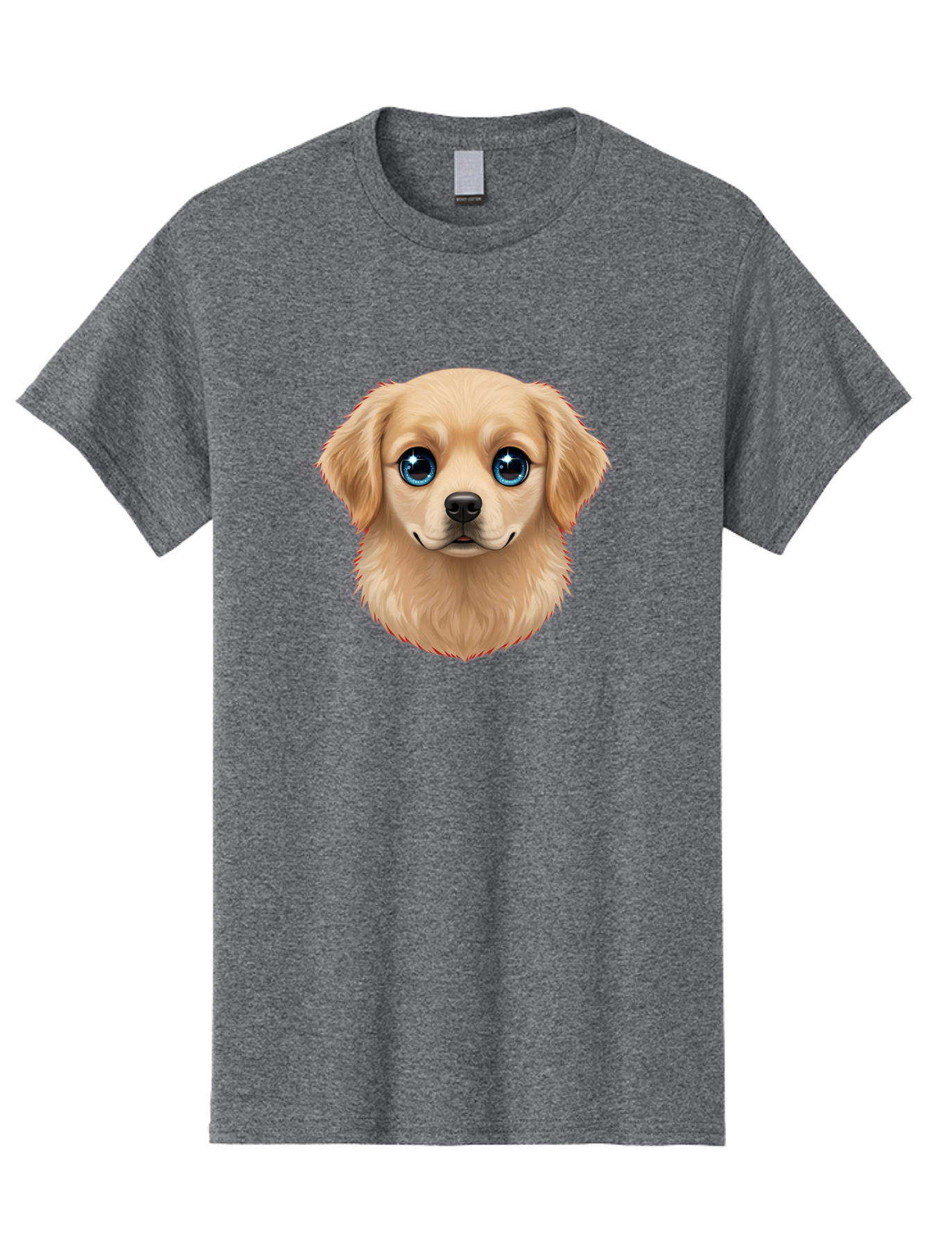 Puppy-Head Men'S Graphic Tee, 100% Cotton, Comfortable Casual Summer Wear, Machine Washable, Adorable Puppy, Cute Dog Face, Big Blue Eyes, Fluffy Fur, Sweet Expression, Cartoon Dog, Digital Art, Puppy Love, Furry Friend Bac347 6