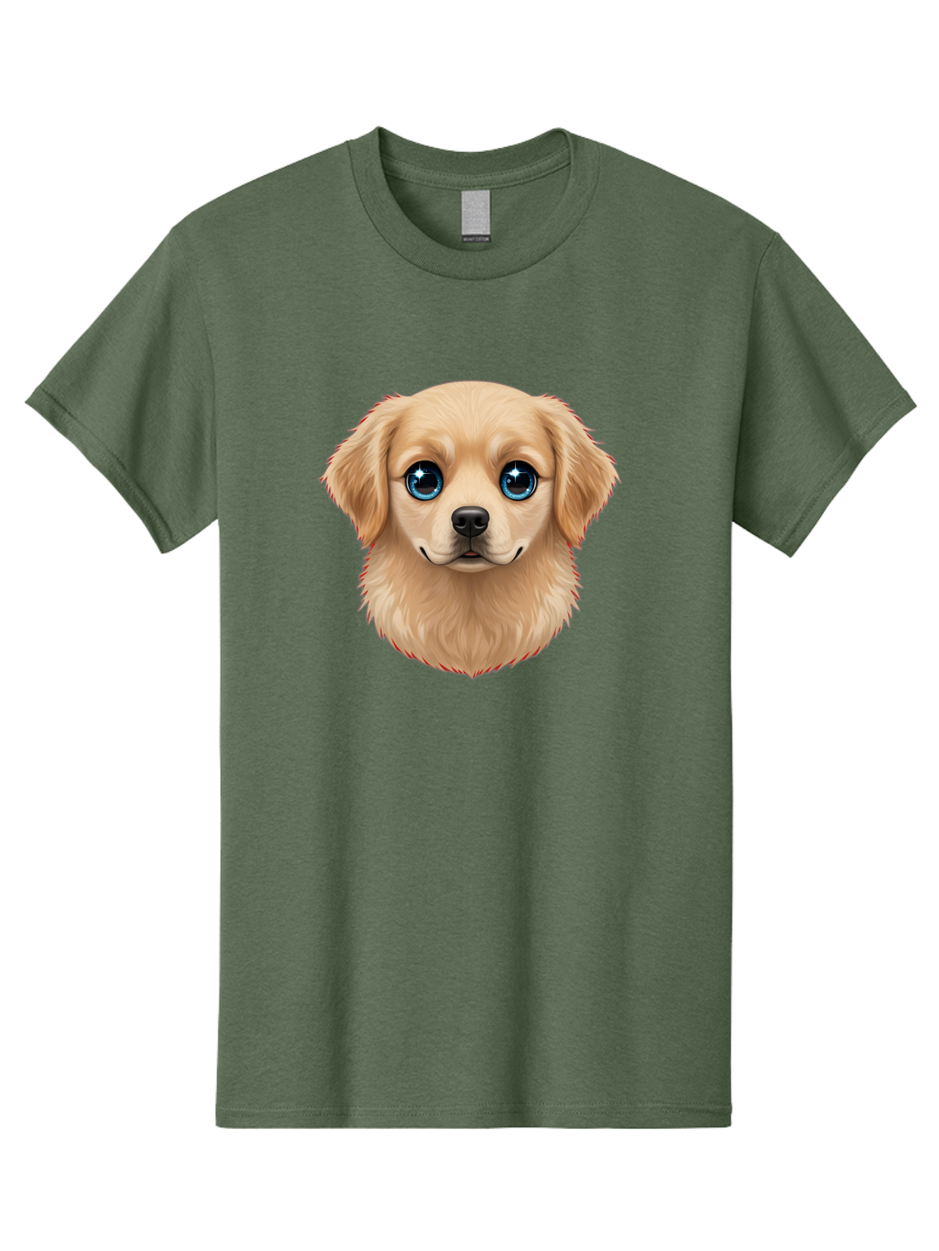 Puppy-Head Men'S Graphic Tee, 100% Cotton, Comfortable Casual Summer Wear, Machine Washable, Adorable Puppy, Cute Dog Face, Big Blue Eyes, Fluffy Fur, Sweet Expression, Cartoon Dog, Digital Art, Puppy Love, Furry Friend Bac347 2