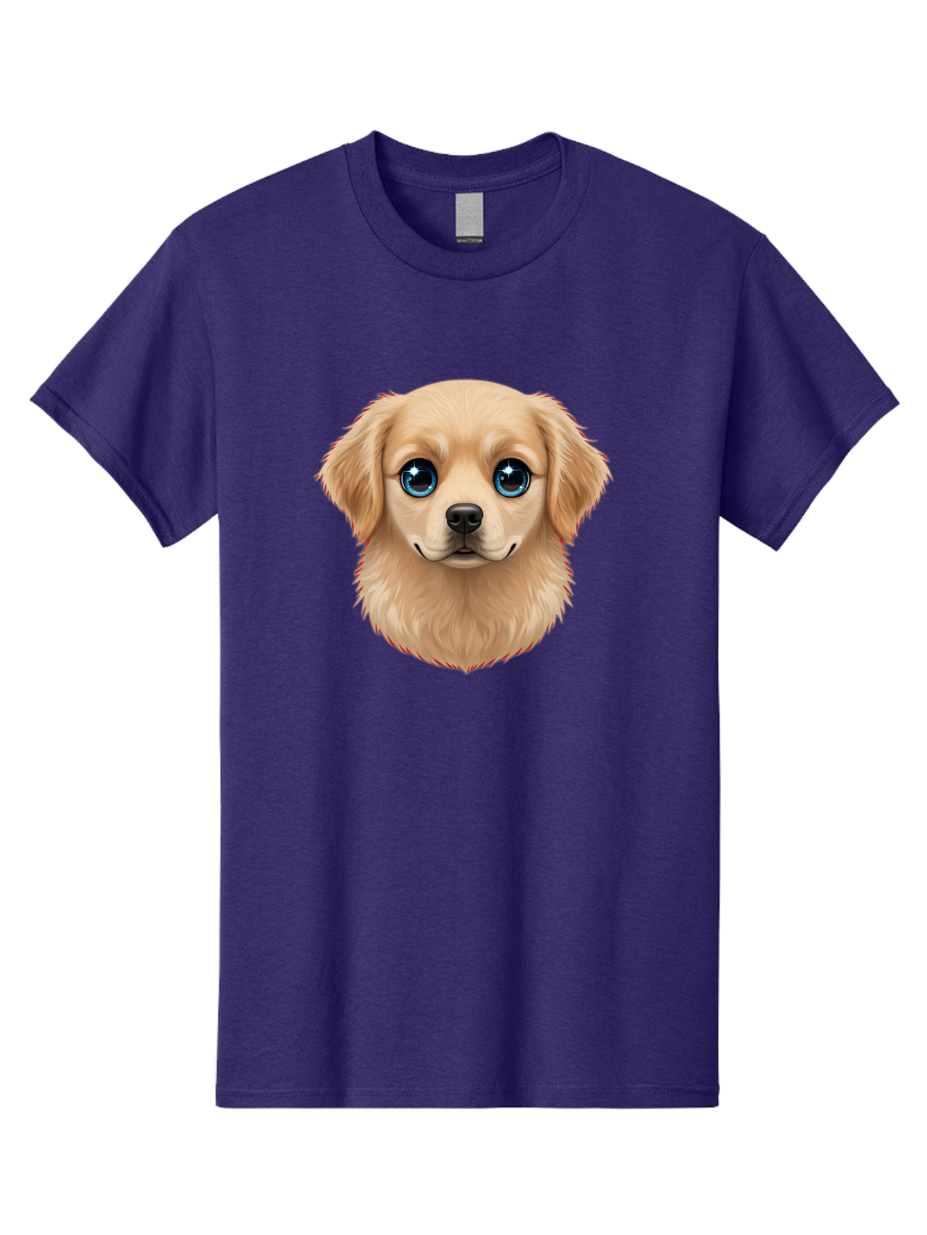 Puppy-Head Men'S Graphic Tee, 100% Cotton, Comfortable Casual Summer Wear, Machine Washable, Adorable Puppy, Cute Dog Face, Big Blue Eyes, Fluffy Fur, Sweet Expression, Cartoon Dog, Digital Art, Puppy Love, Furry Friend Bac347 8