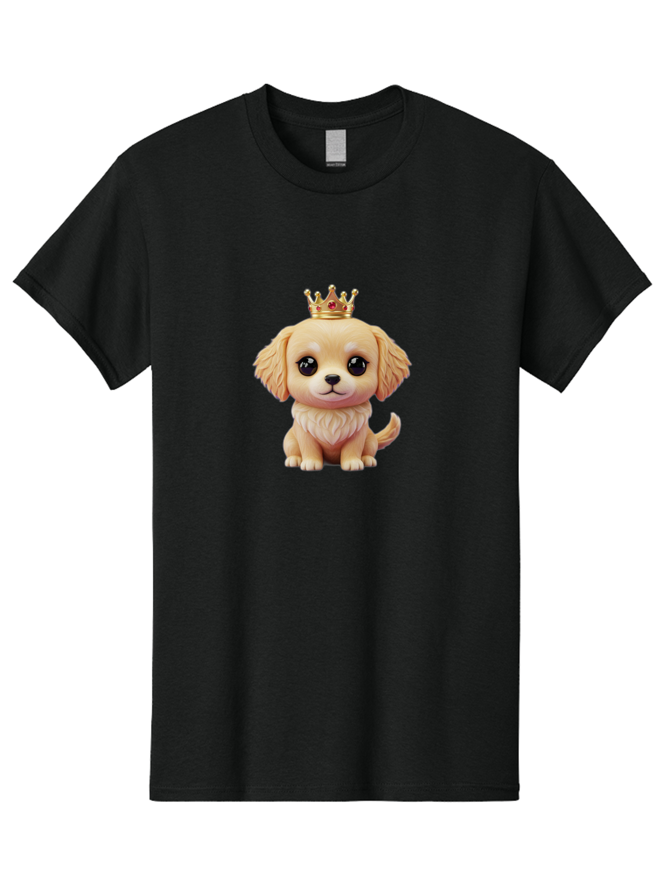 Puppy-With-Crown Men'S Graphic Tee, 100% Cotton, Comfortable Casual Summer Wear, Machine Washable, Cute Puppy, Golden Crown, Royal Treatment, Adorable Dog, Cartoon Style, Playful Expression, Fluffy Fur, Kawaii Culture, Dog Lover, Royalty, Bac352 9